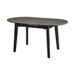 Masa extensibila ARES, ceramica/MDF/metal, gri antracit cu efect de marmura/negru, 120-150×85×76 cm
