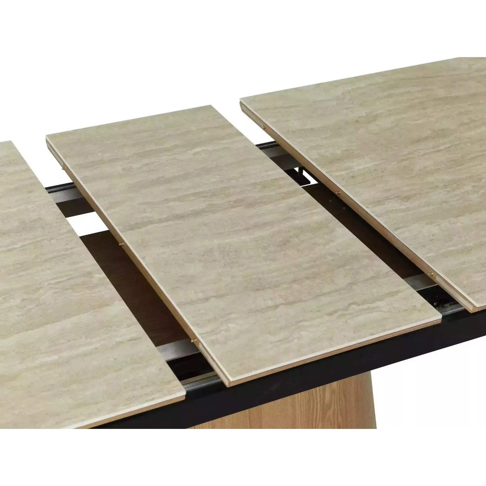 Masa extensibila DETROIT OCN-39324, piatra travertin/stejar