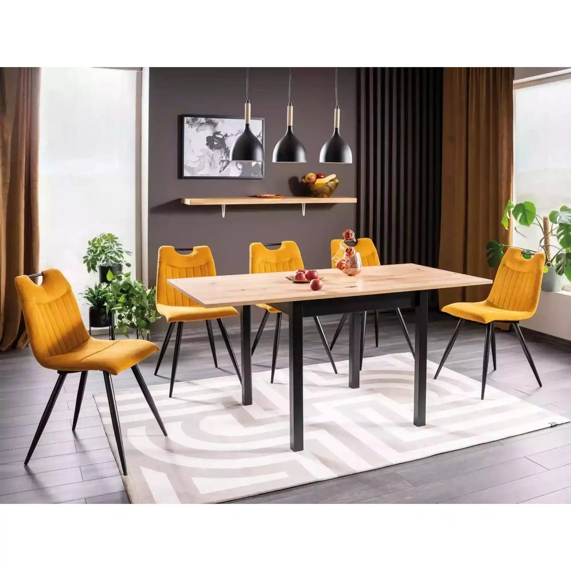 Masa extensibila DETROIT OCN-39564, stejar artisan/negru