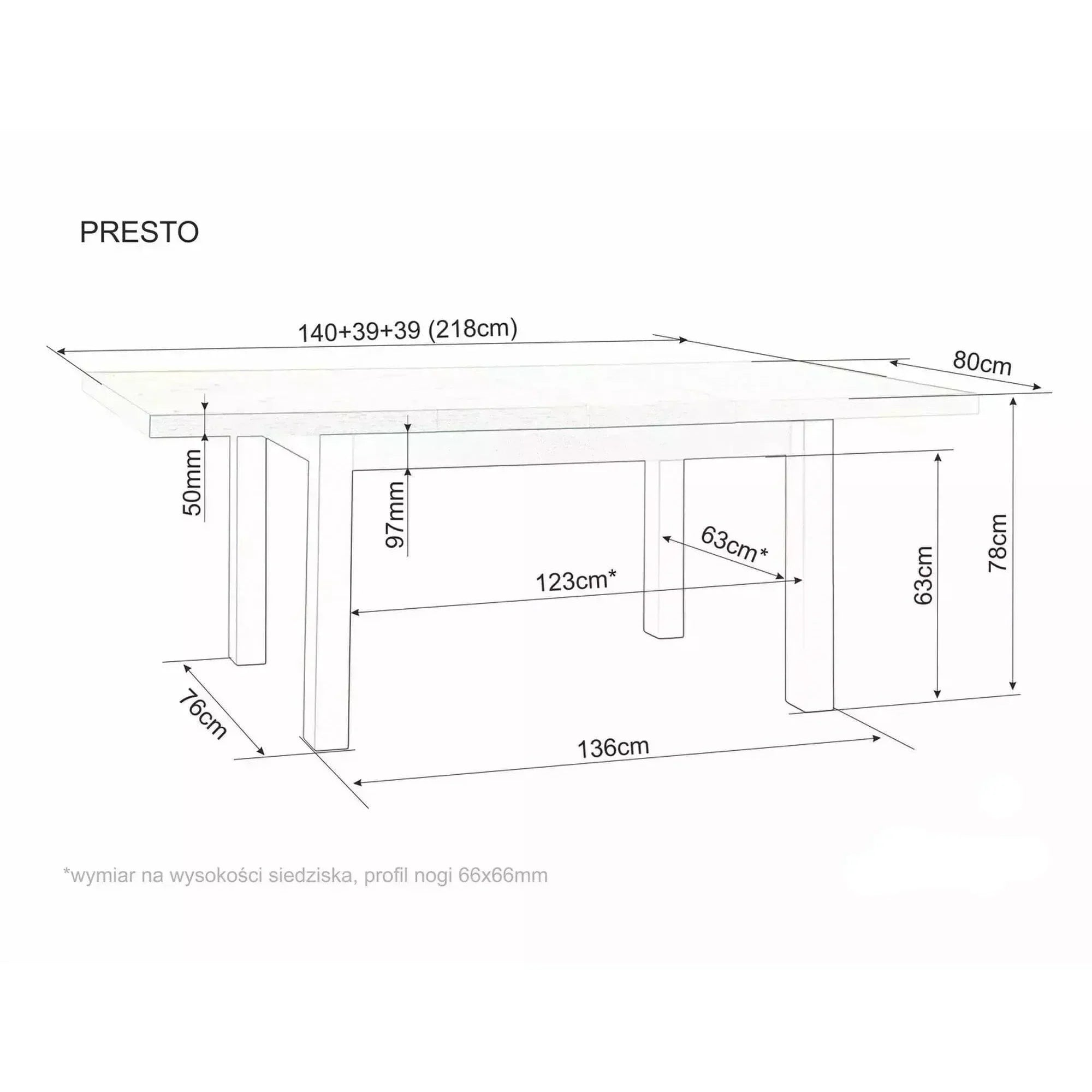 Masa extensibila DETROIT OCN-39581, stejar/casmir