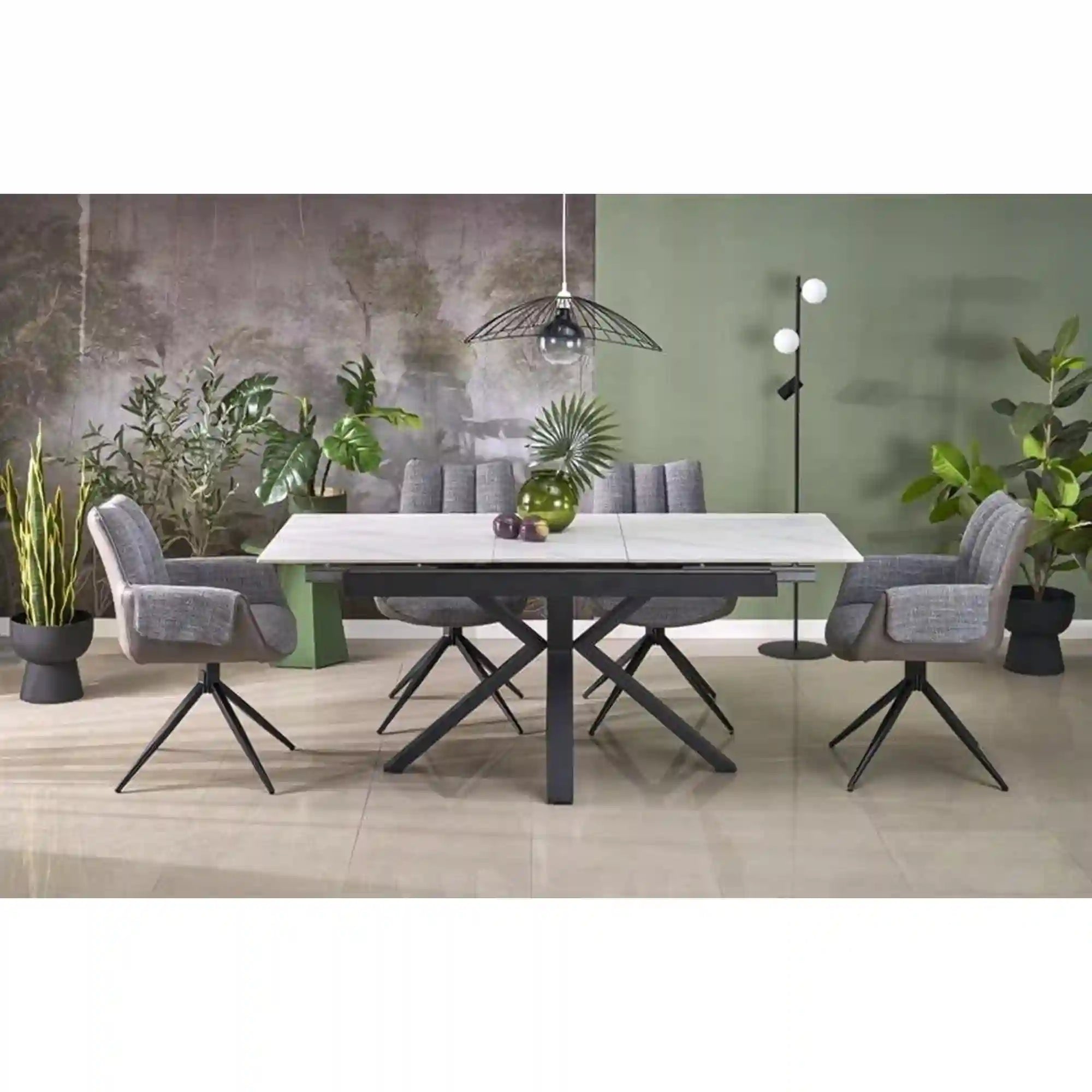 Masa extensibila HOUSTON OCN-37299, alb/negru