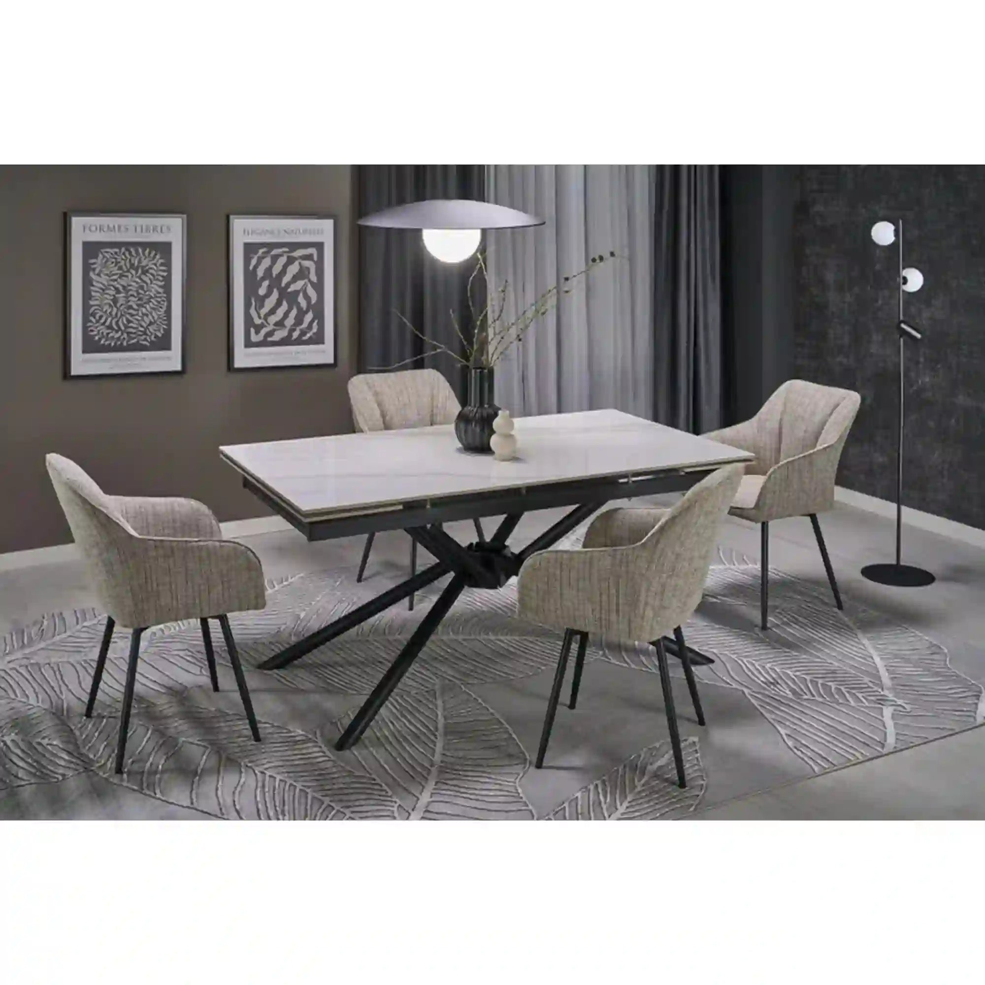 Masa extensibila HOUSTON OCN-37300, alb/negru