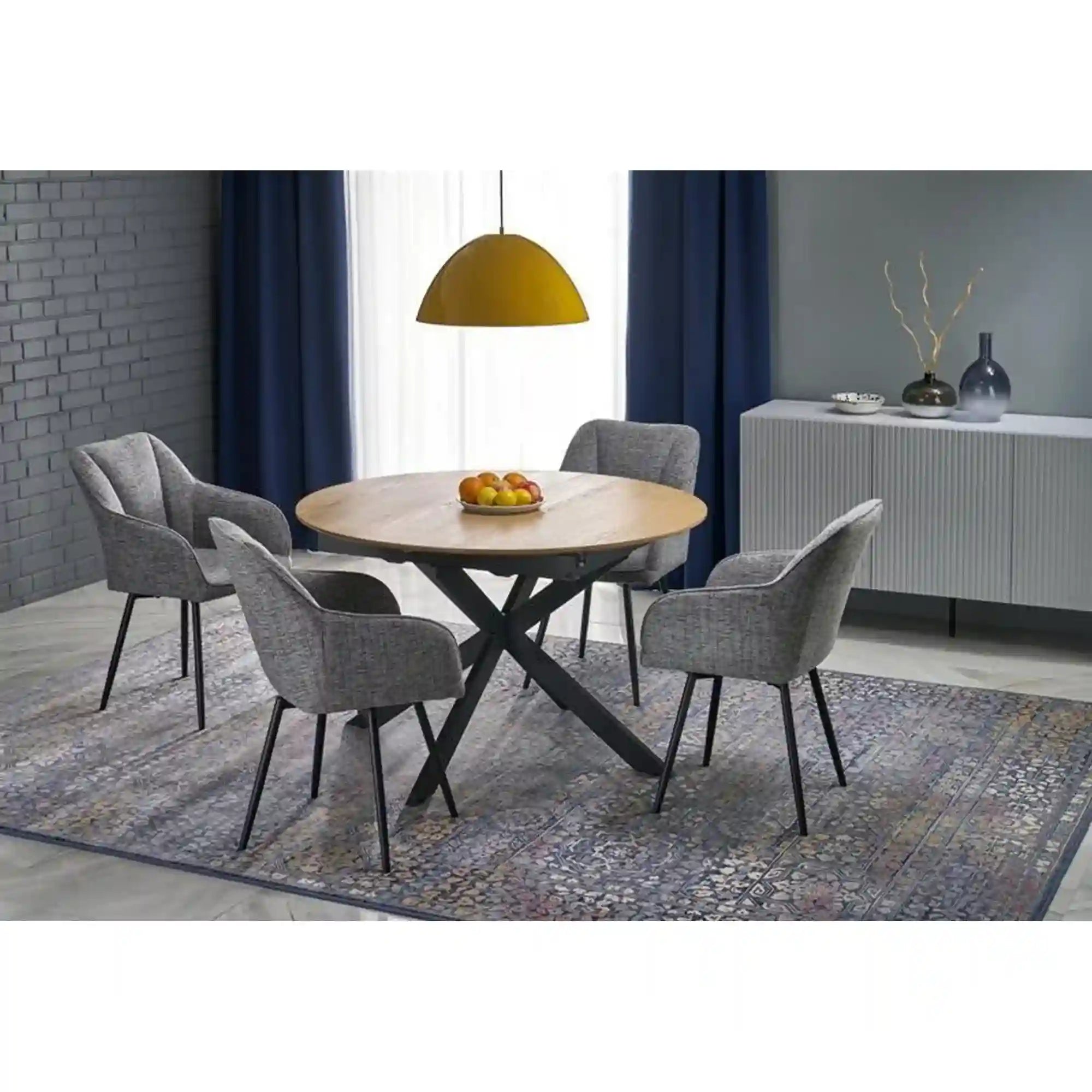 Masa extensibila HOUSTON OCN-37308, stejar/negru