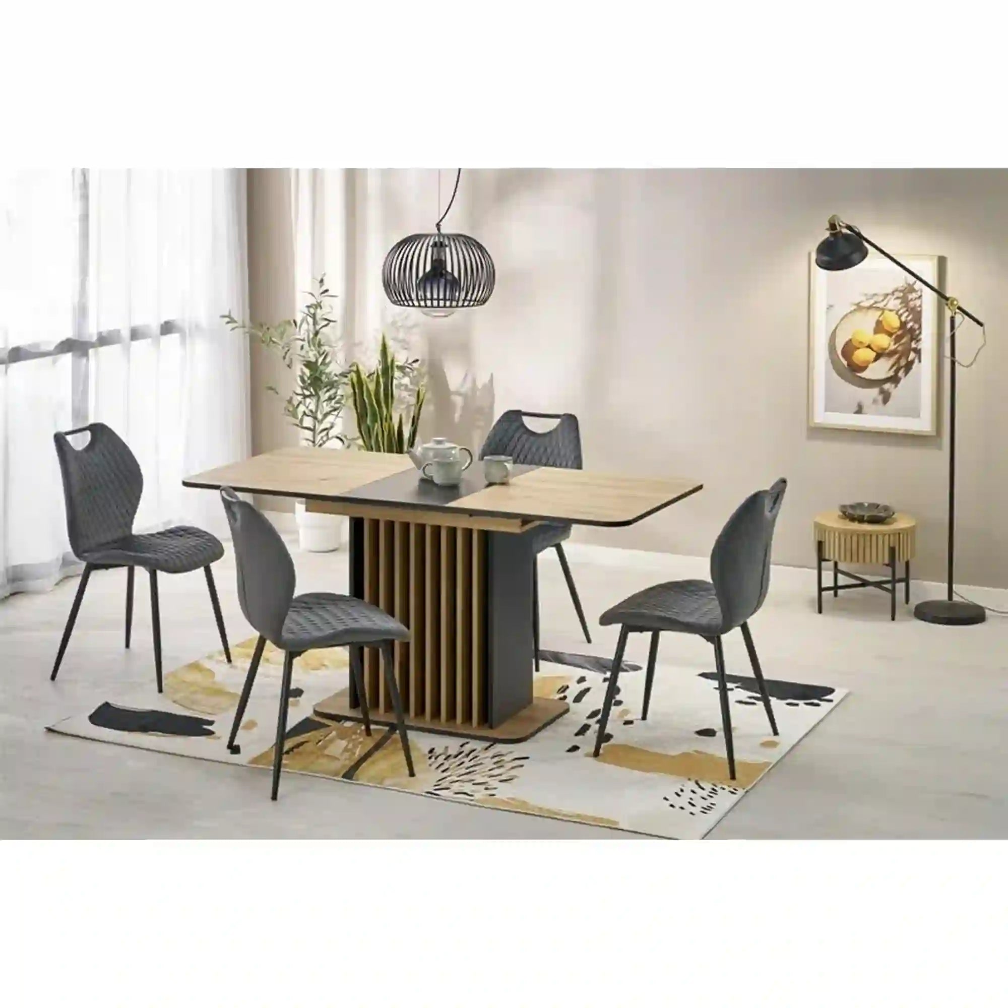 Masa extensibila HOUSTON OCN-37309, stejar artisan/negru