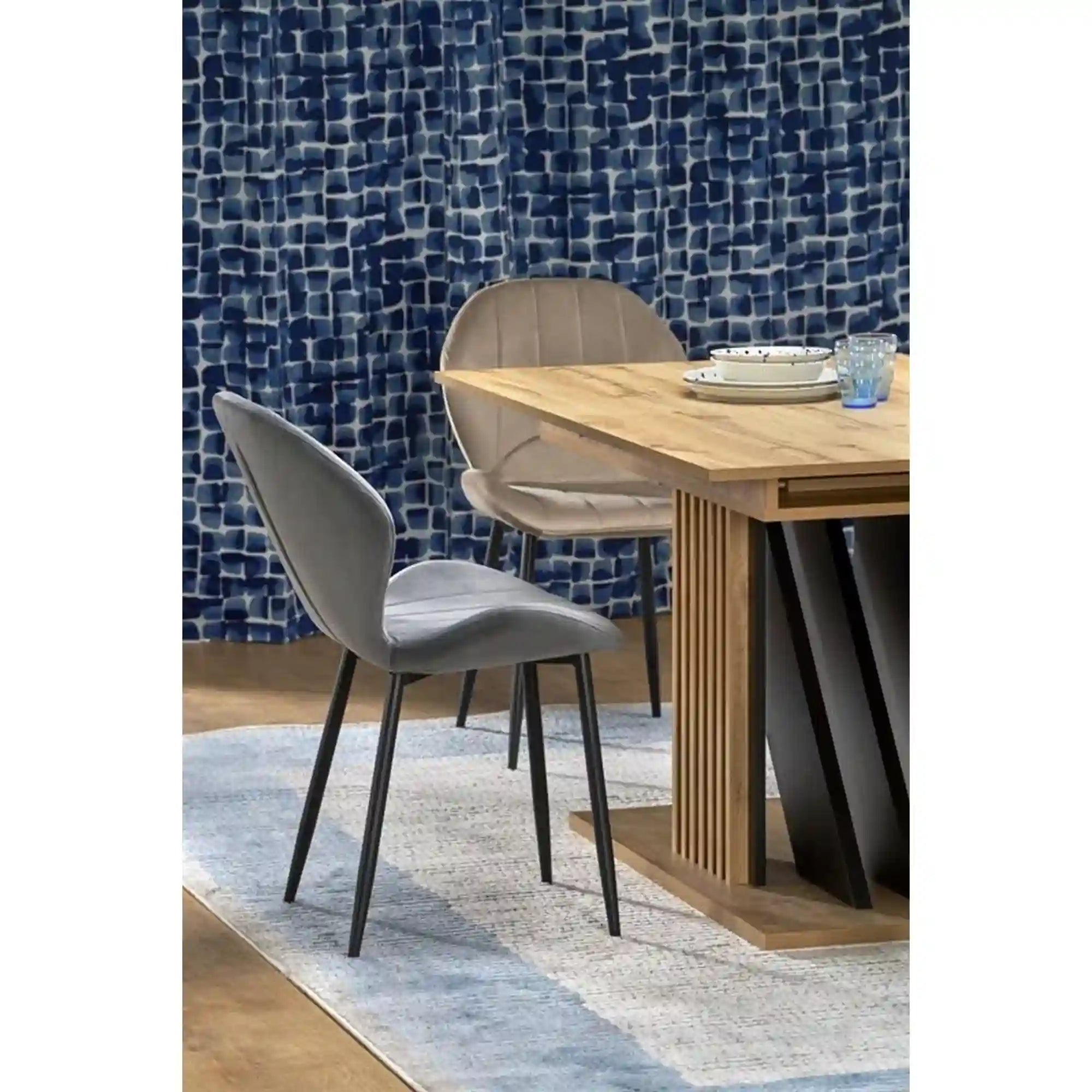 Masa extensibila HOUSTON OCN-37316, stejar/negru