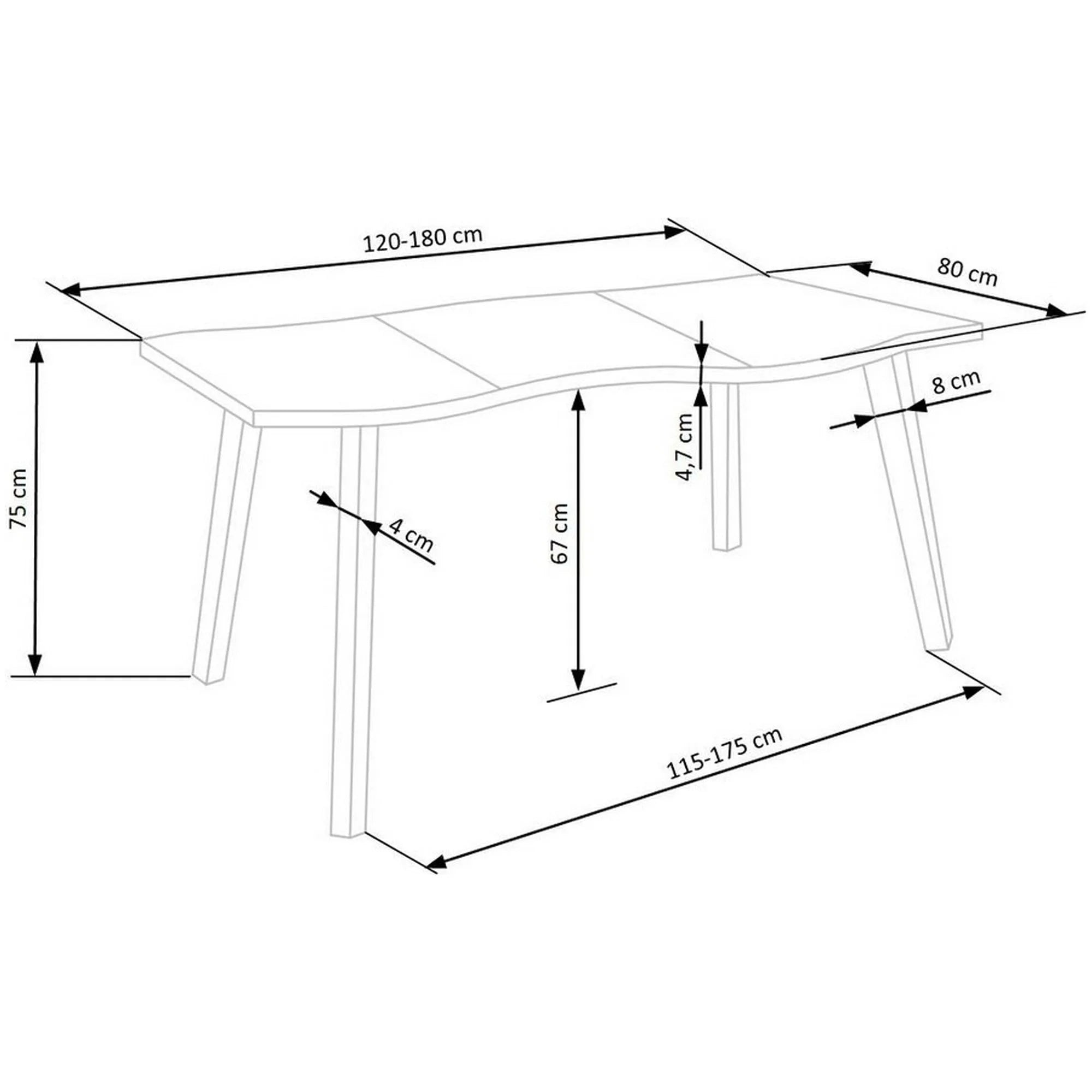 Masa extensibila HOUSTON OCN-37371, stejar natural