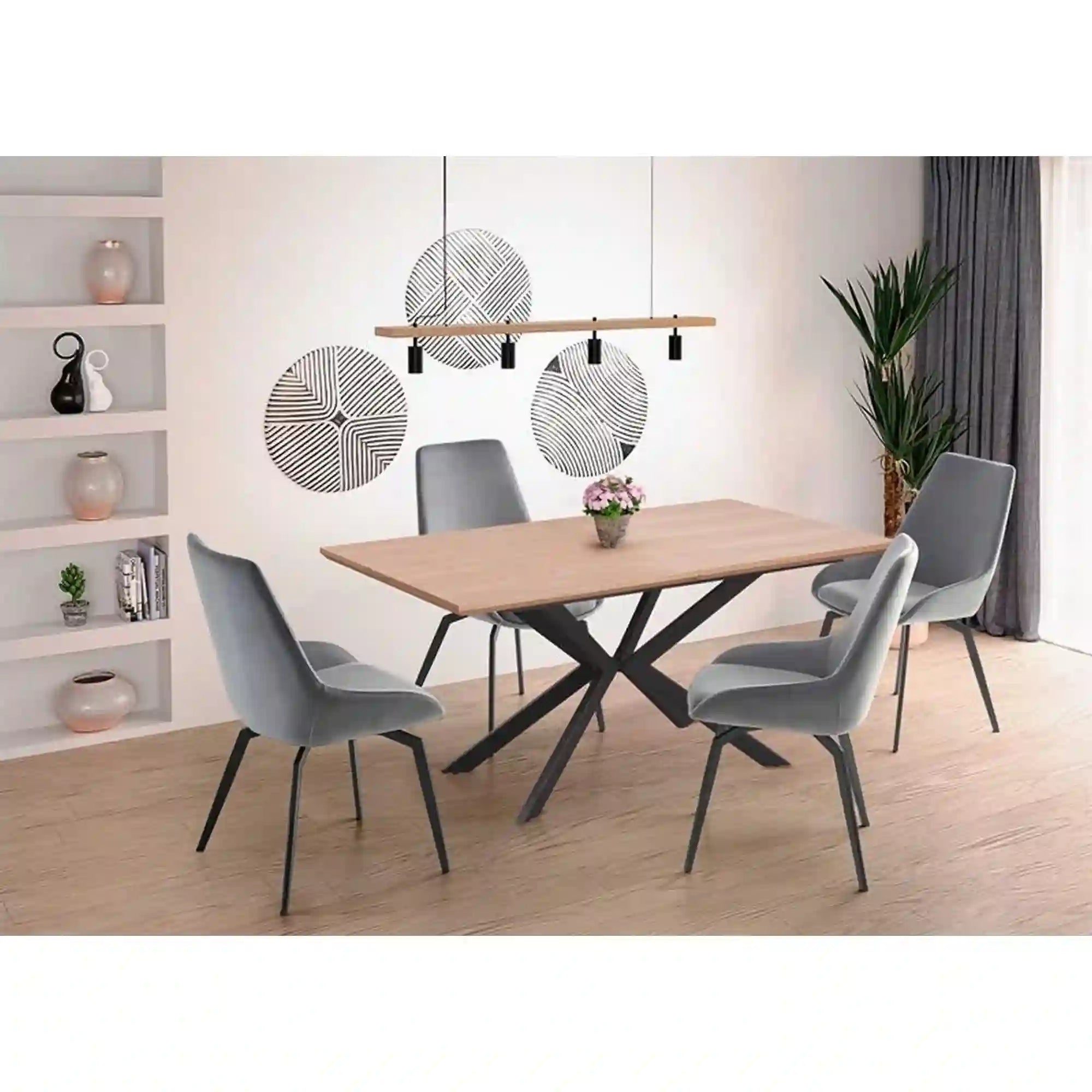 Masa extensibila HOUSTON OCN-37373, stejar/negru