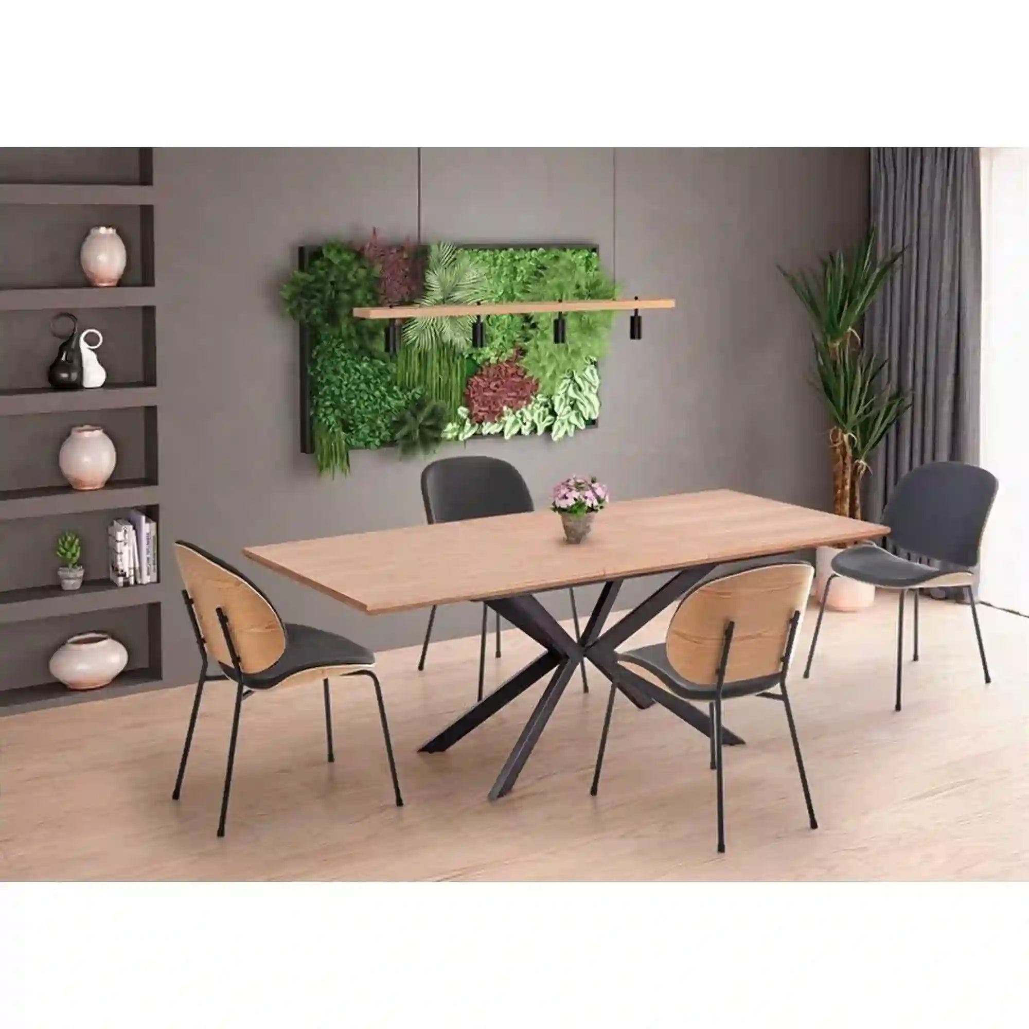 Masa extensibila HOUSTON OCN-37373, stejar/negru