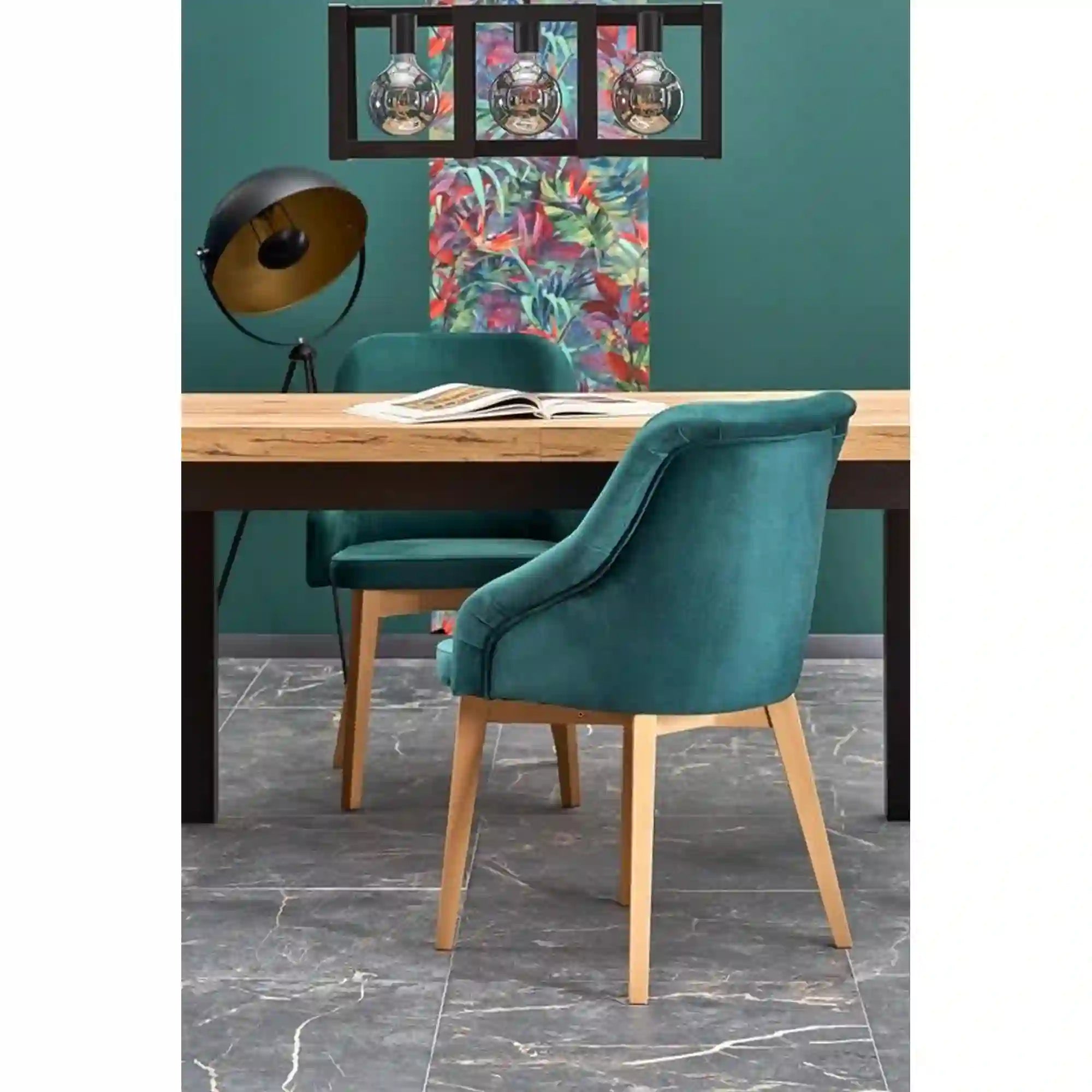 Masa extensibila HOUSTON OCN-37374, stejar/negru