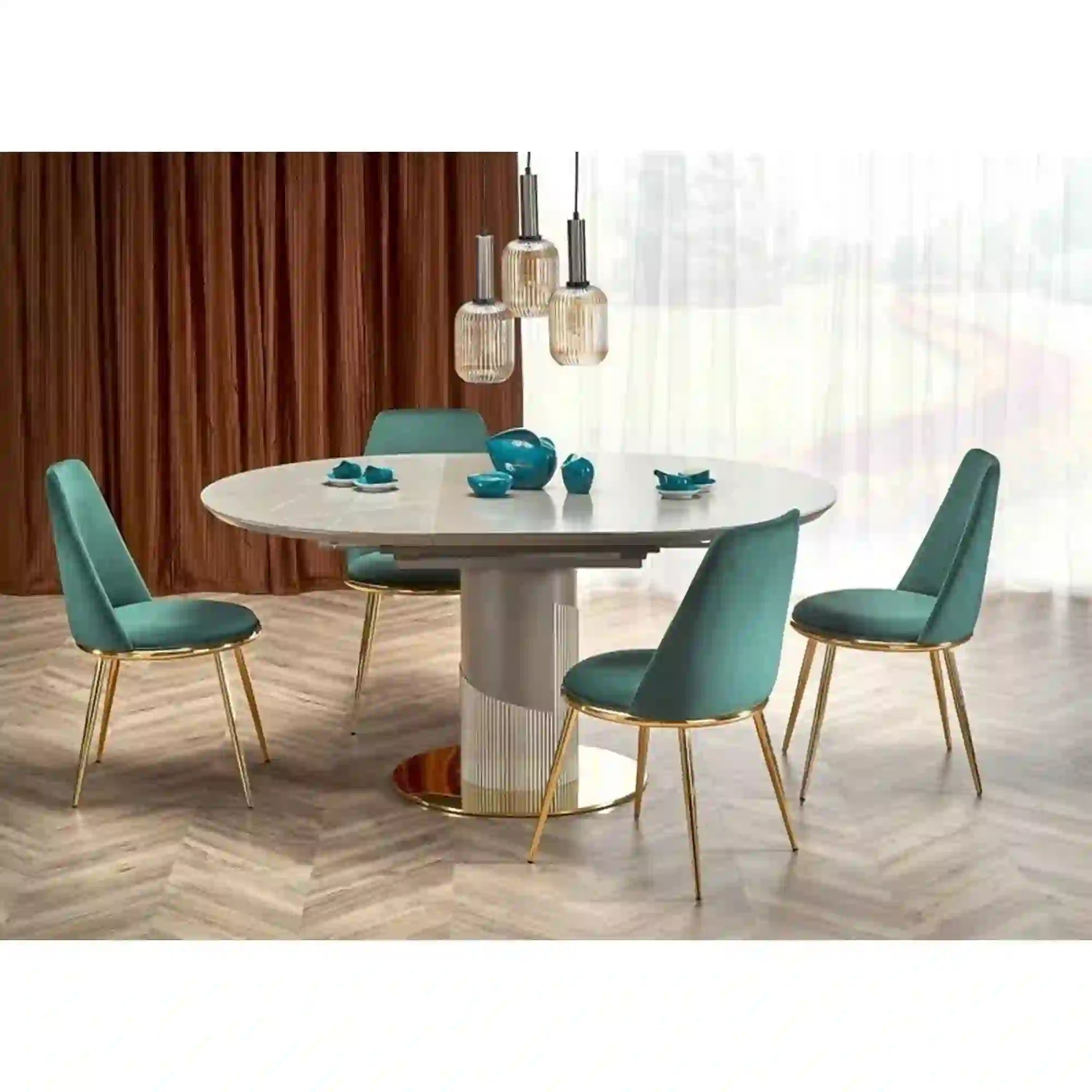 Masa extensibila HOUSTON OCN-37383, gri/auriu