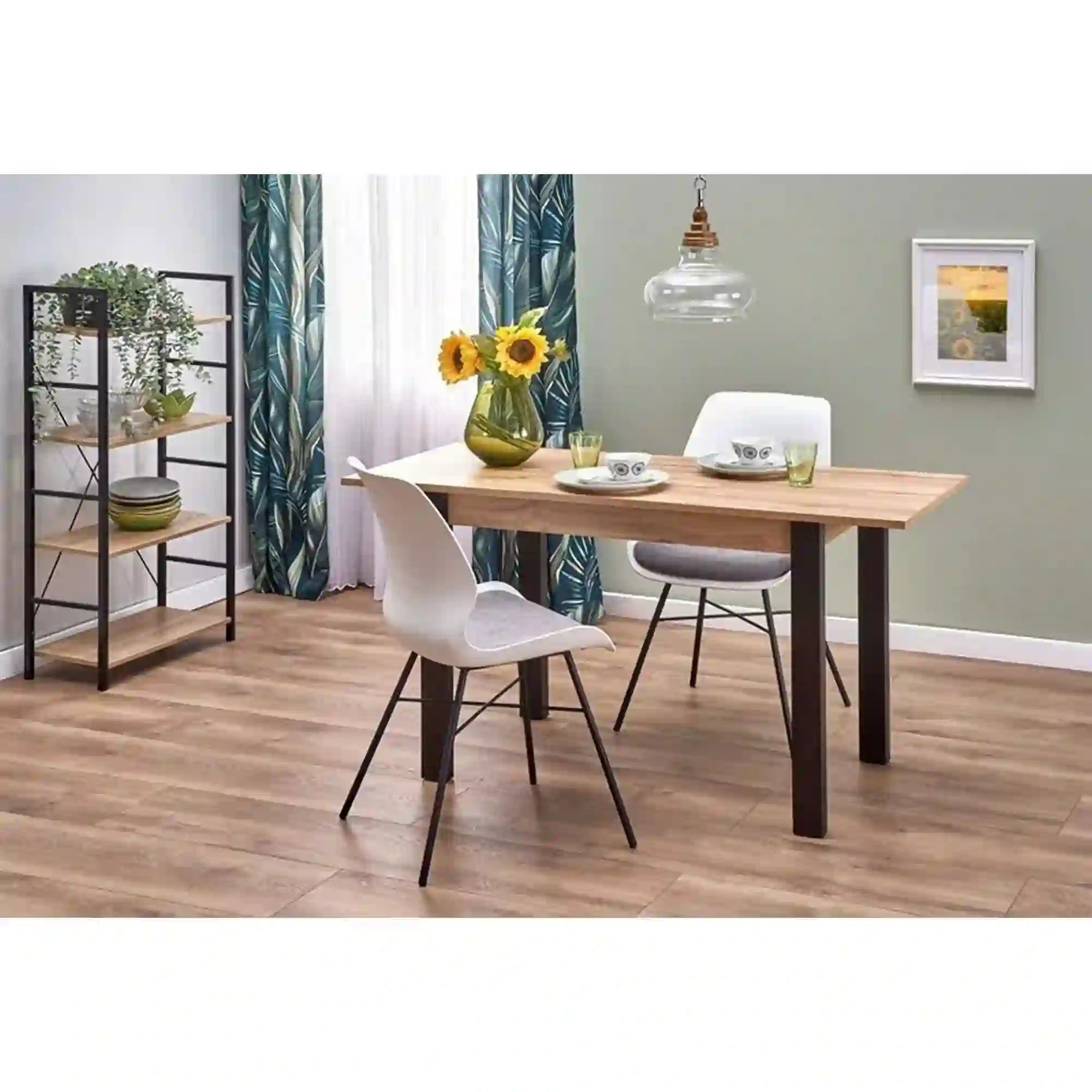 Masa extensibila HOUSTON OCN-37384, stejar/negru