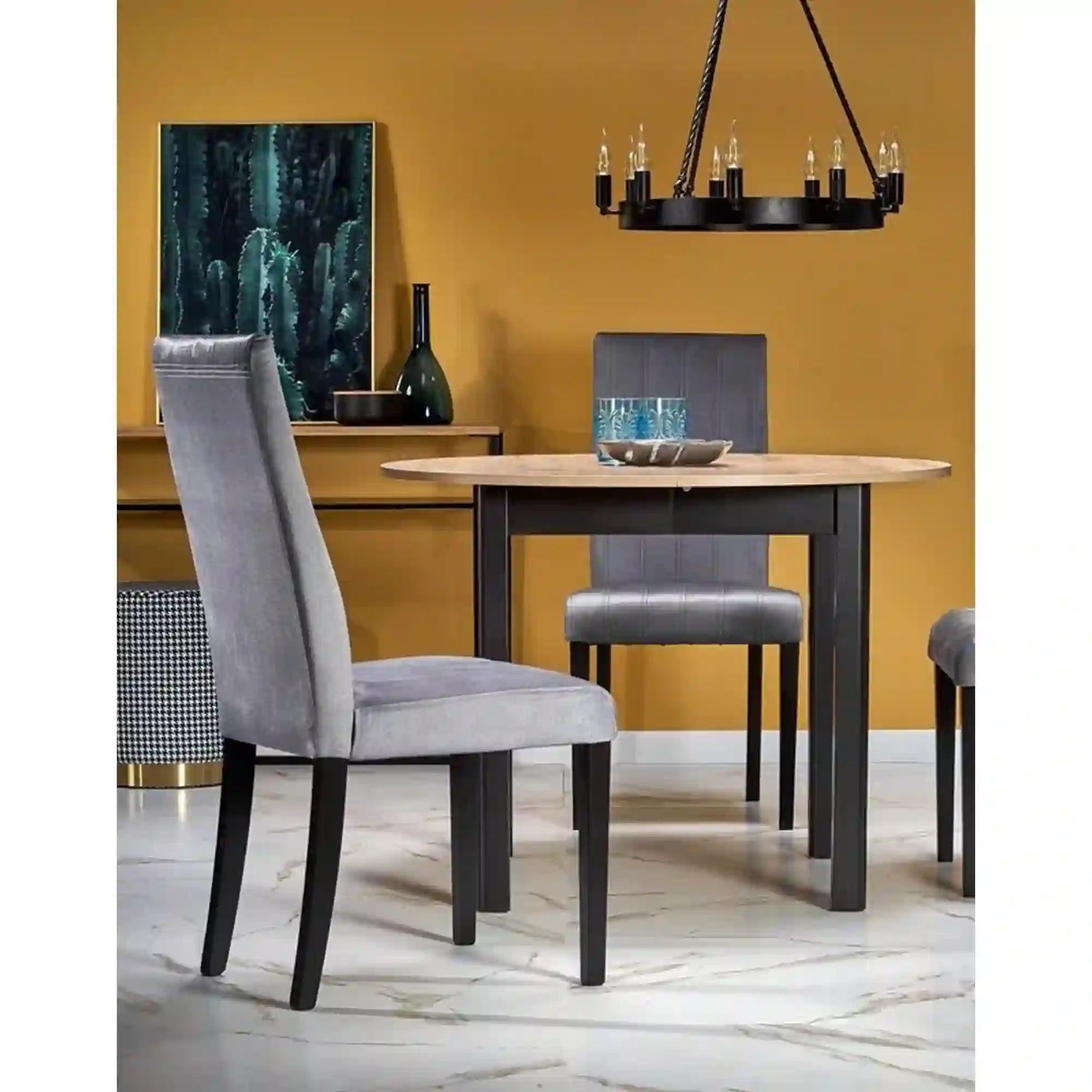 Masa extensibila HOUSTON OCN-37391, stejar/negru