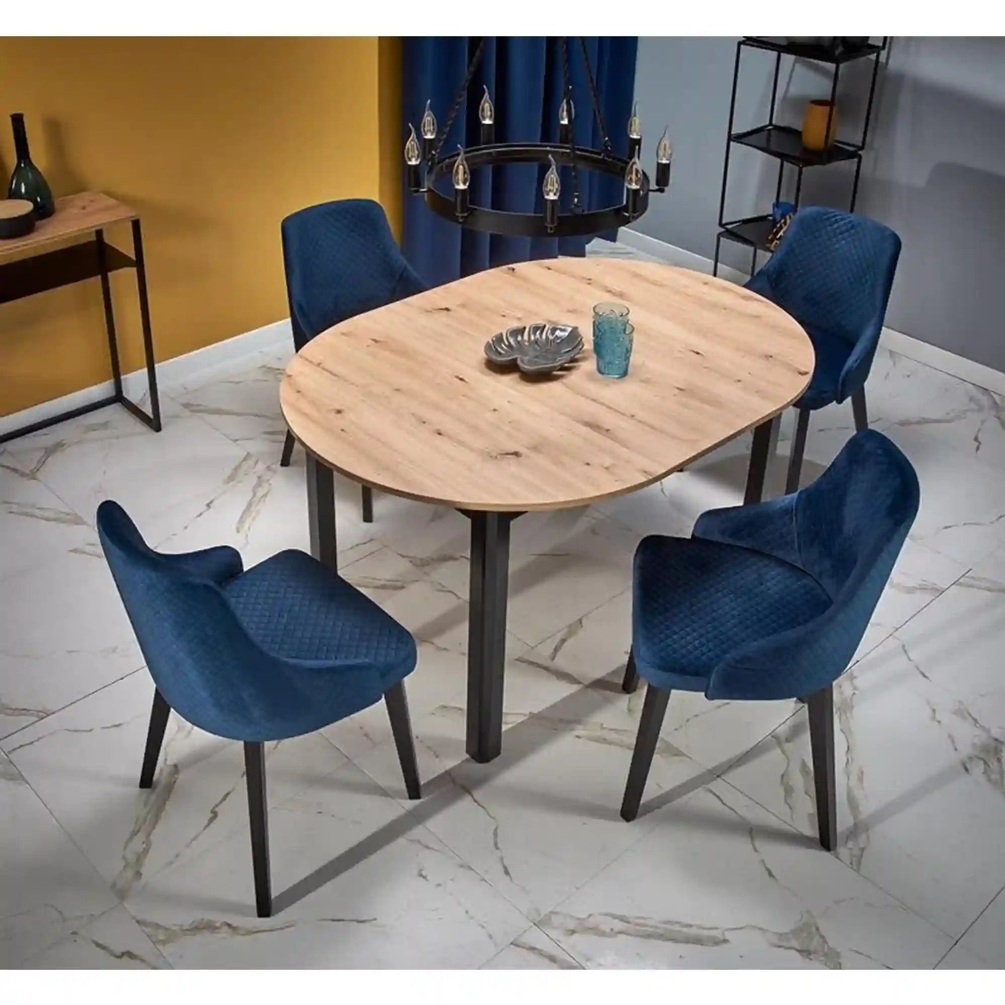 Masa extensibila HOUSTON OCN-37391, stejar/negru