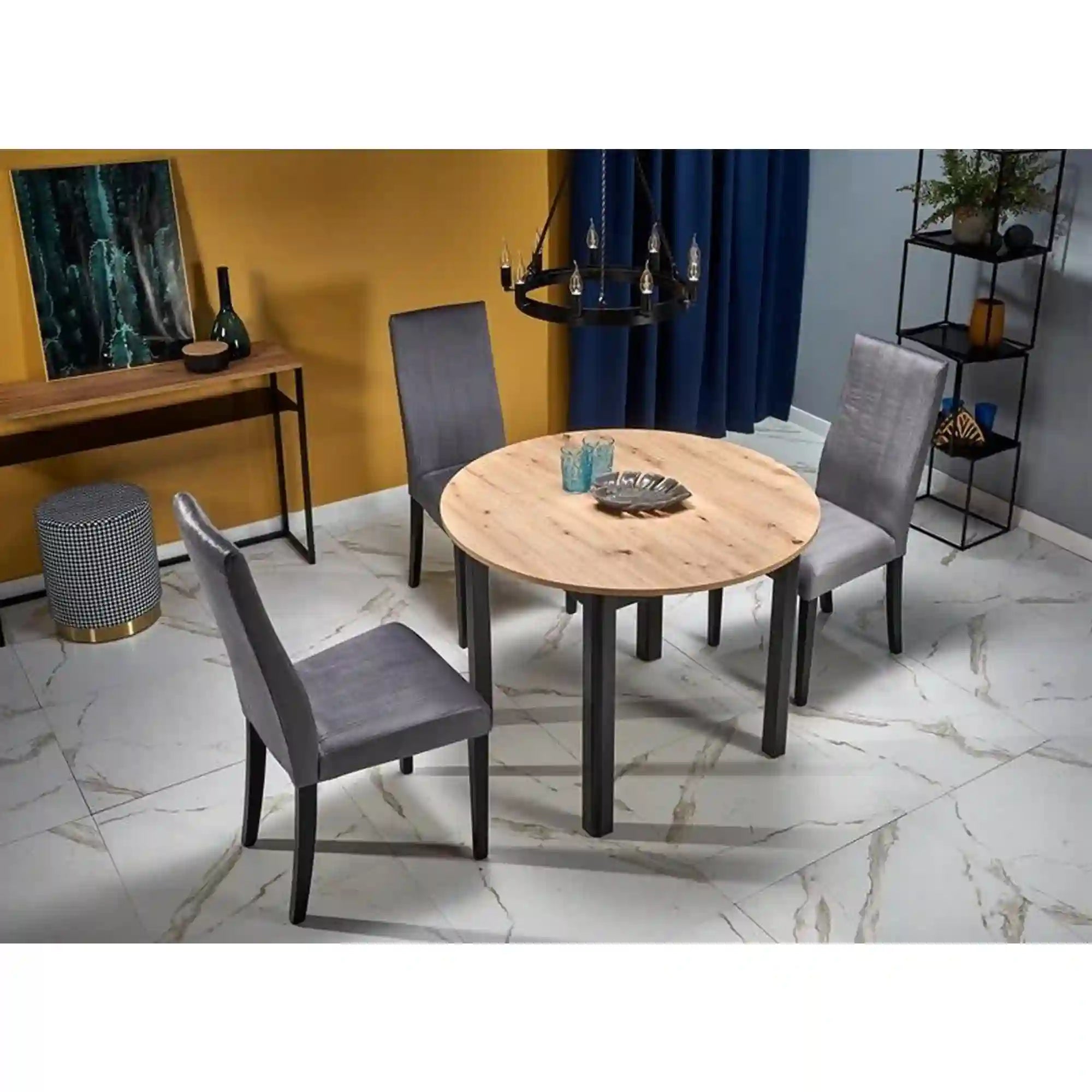 Masa extensibila HOUSTON OCN-37391, stejar/negru