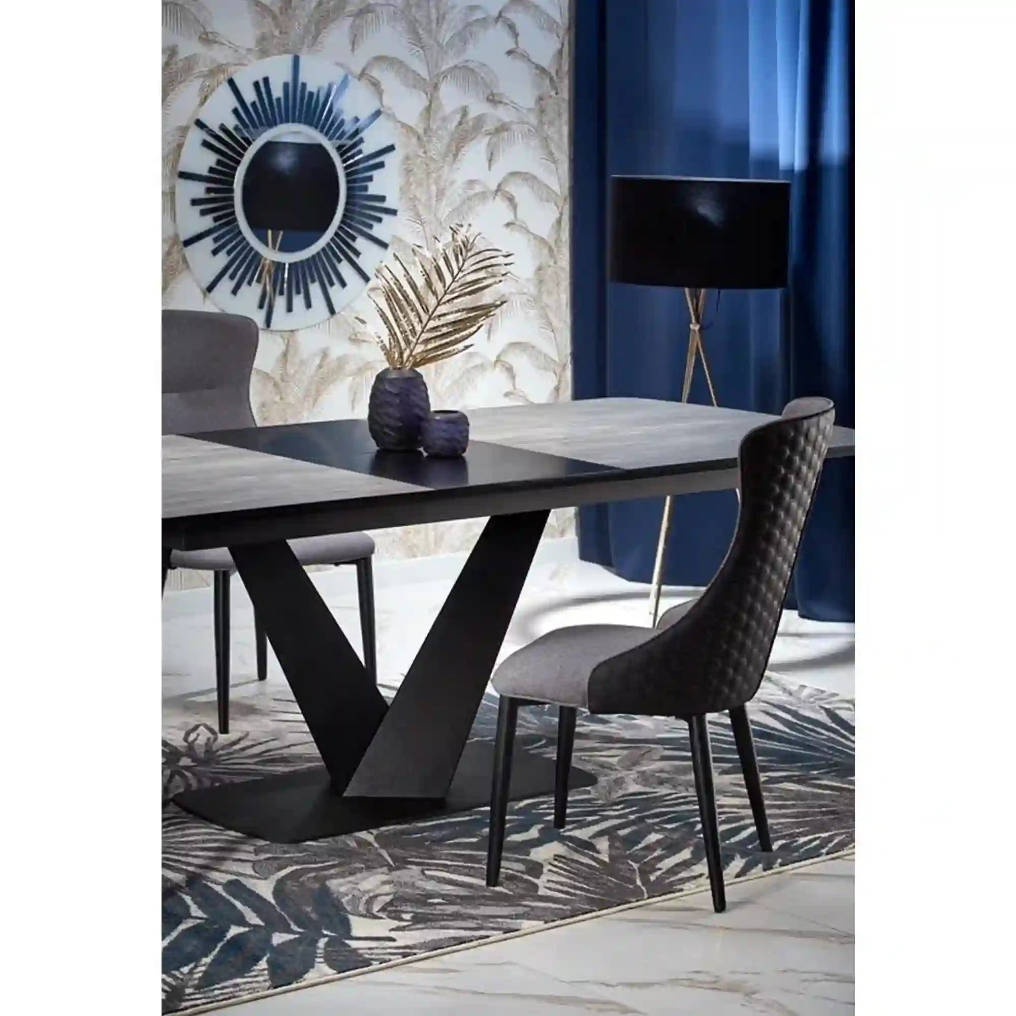 Masa extensibila HOUSTON OCN-37398, gri/negru