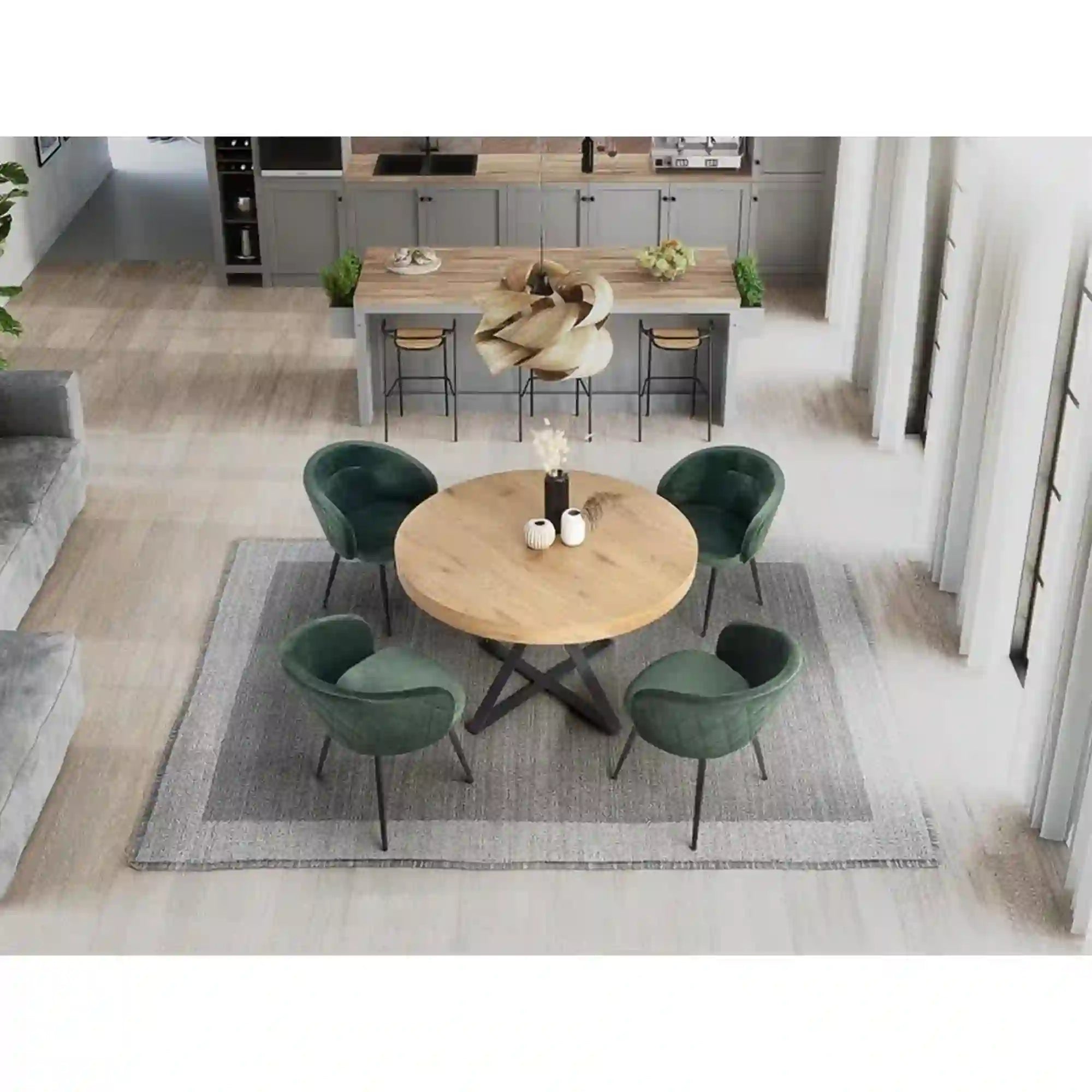 Masa extensibila HOUSTON OCN-37406, stejar/negru