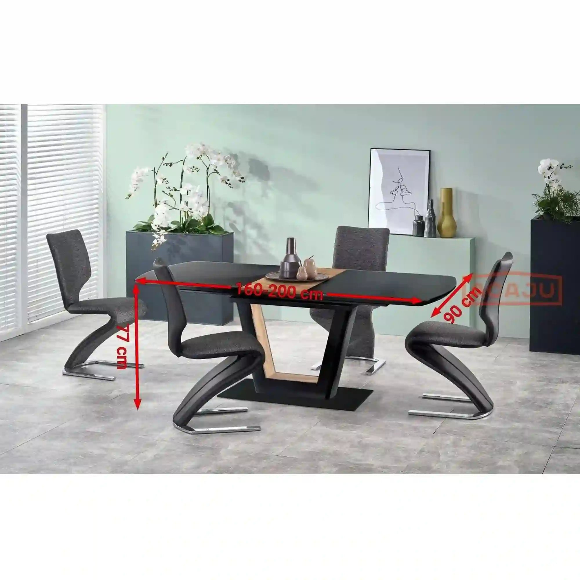 Masa extensibila HOUSTON OCN-37428, nuc/negru