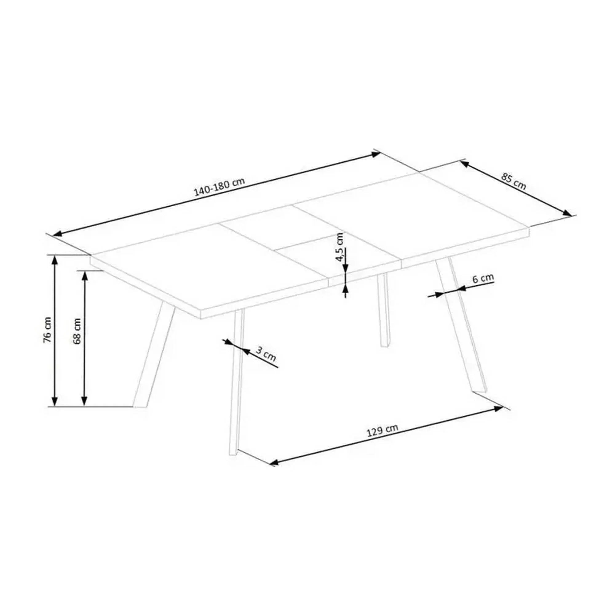 Masa extensibila HOUSTON OCN-37452, stejar/negru