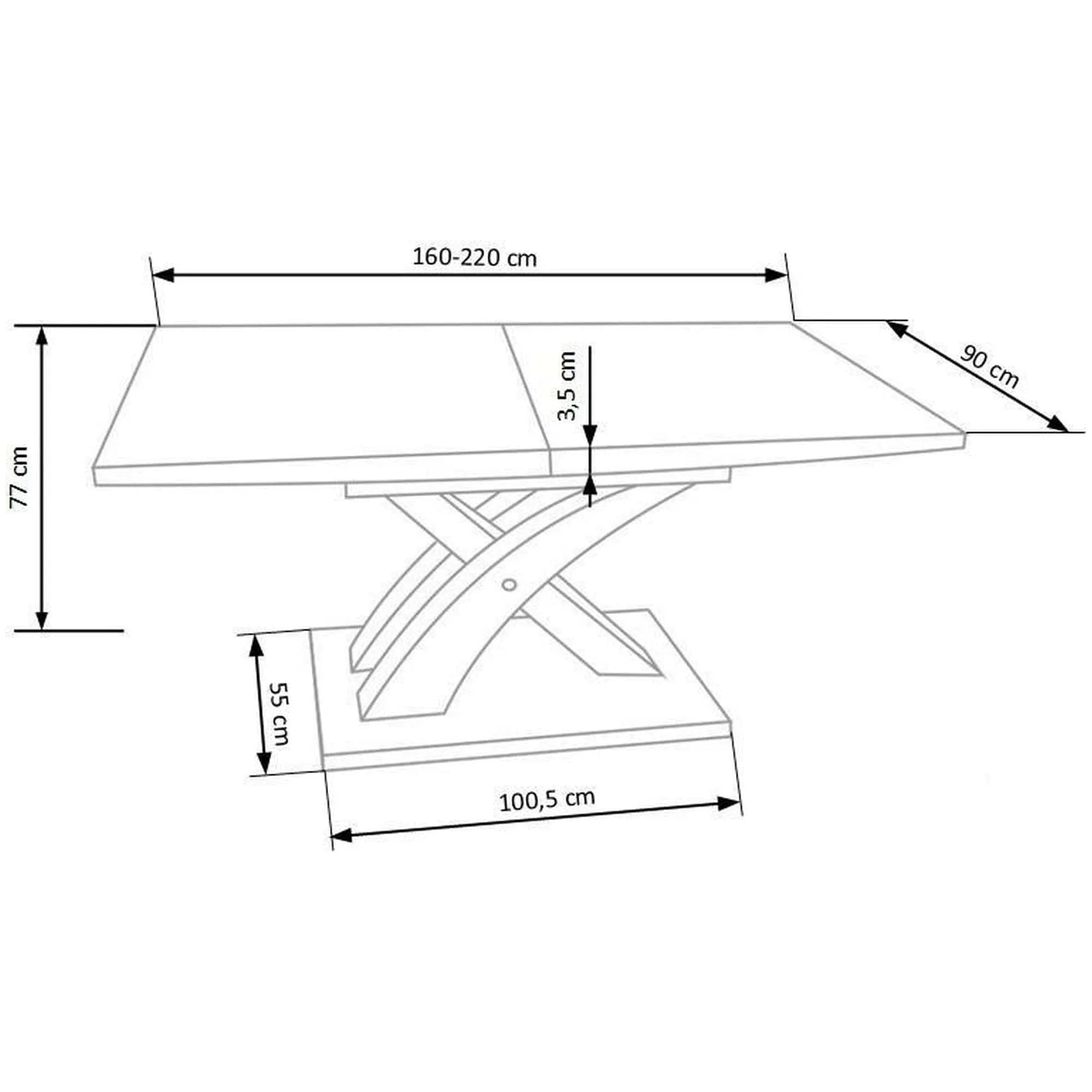 Masa extensibila HOUSTON OCN-37455, stejar/crom