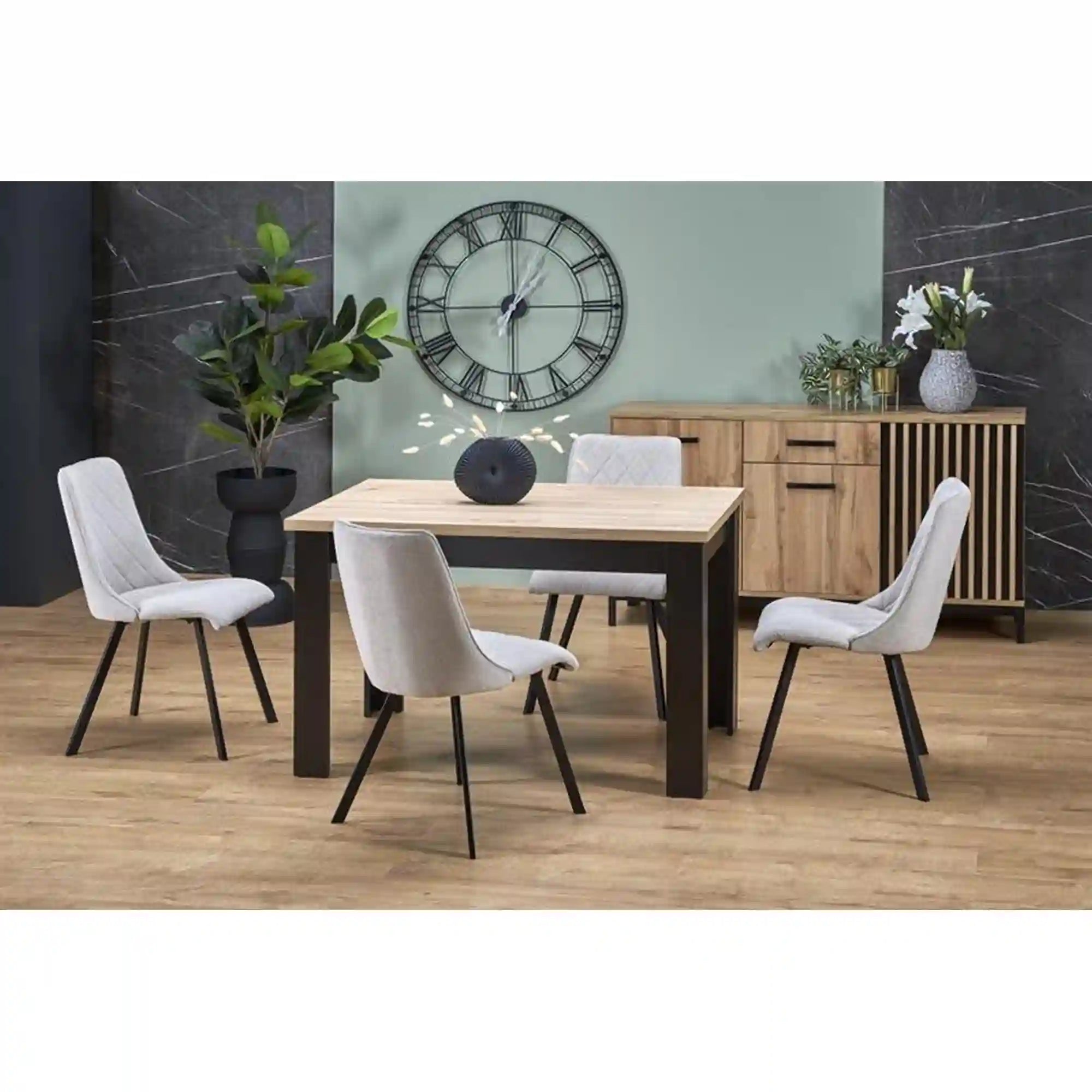 Masa extensibila HOUSTON OCN-37505, stejar/negru