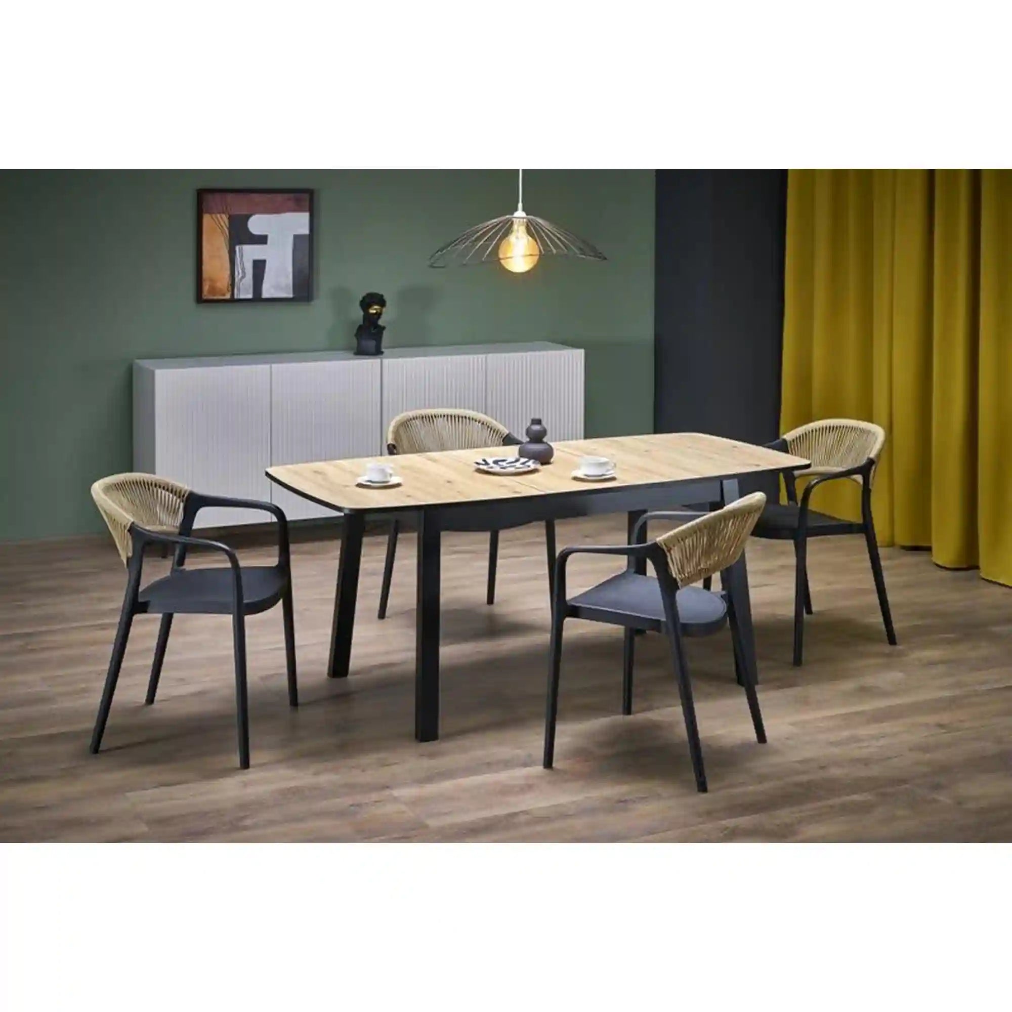 Masa extensibila HOUSTON OCN-37509, stejar artisan/negru