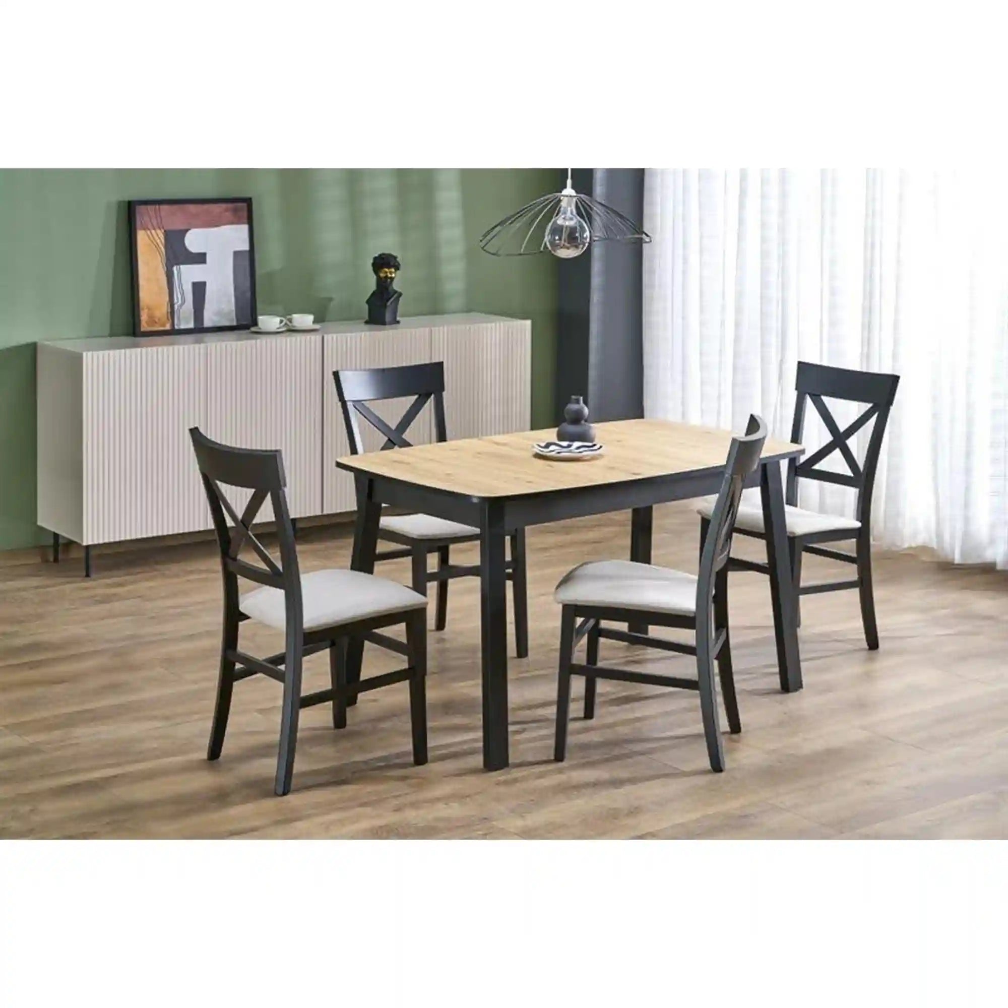 Masa extensibila HOUSTON OCN-37509, stejar artisan/negru