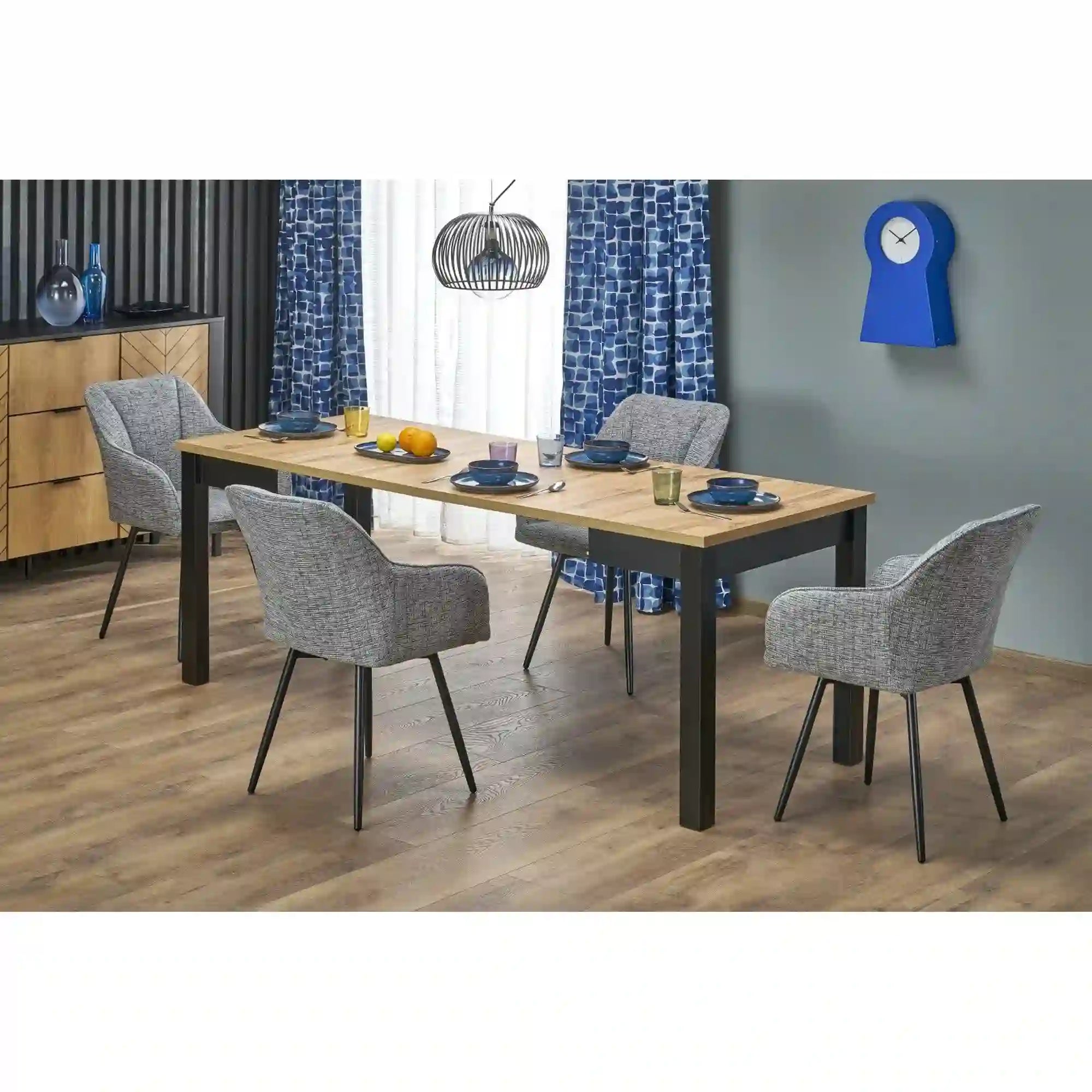 Masa extensibila HOUSTON OCN-37514, stejar artisan/negru