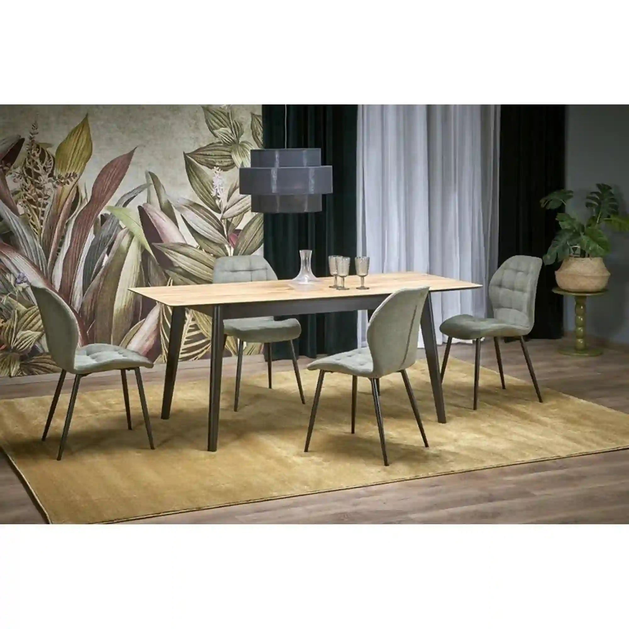 Masa extensibila HOUSTON OCN-37516, stejar/negru