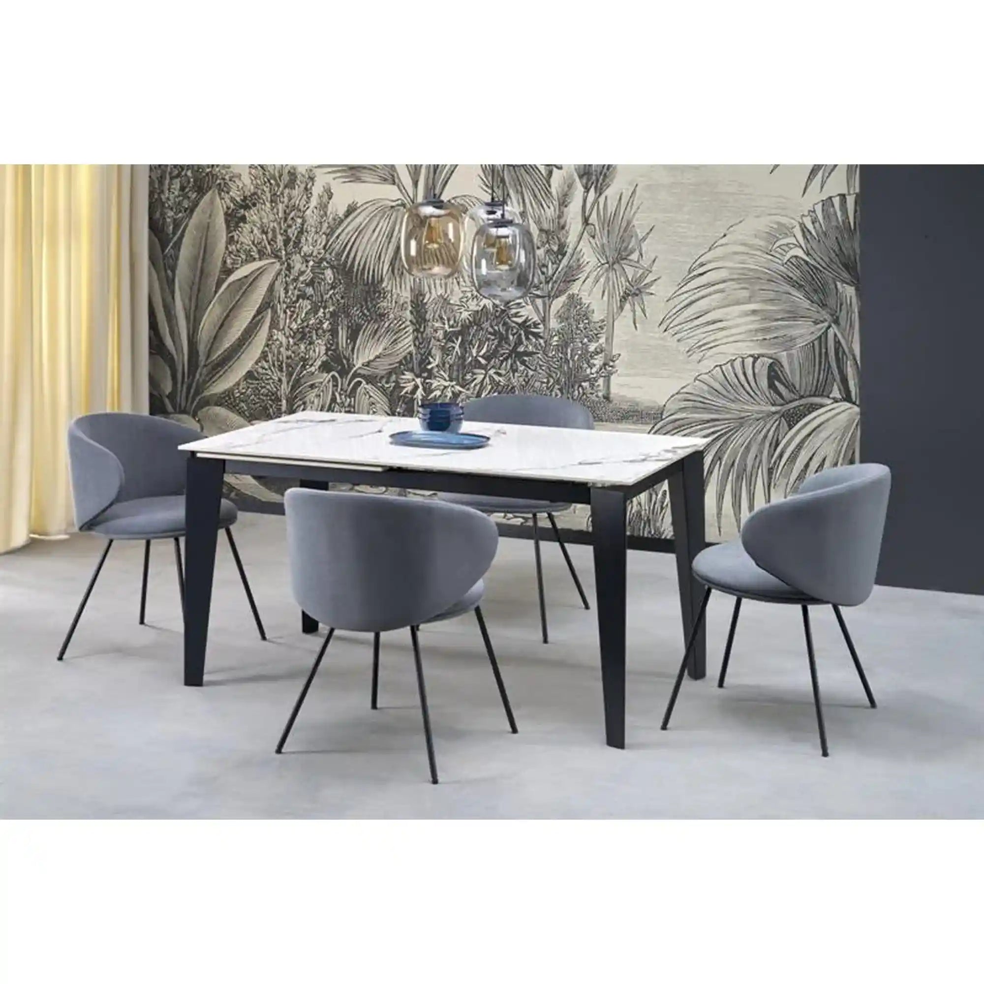 Masa extensibila HOUSTON OCN-37539, alb/negru