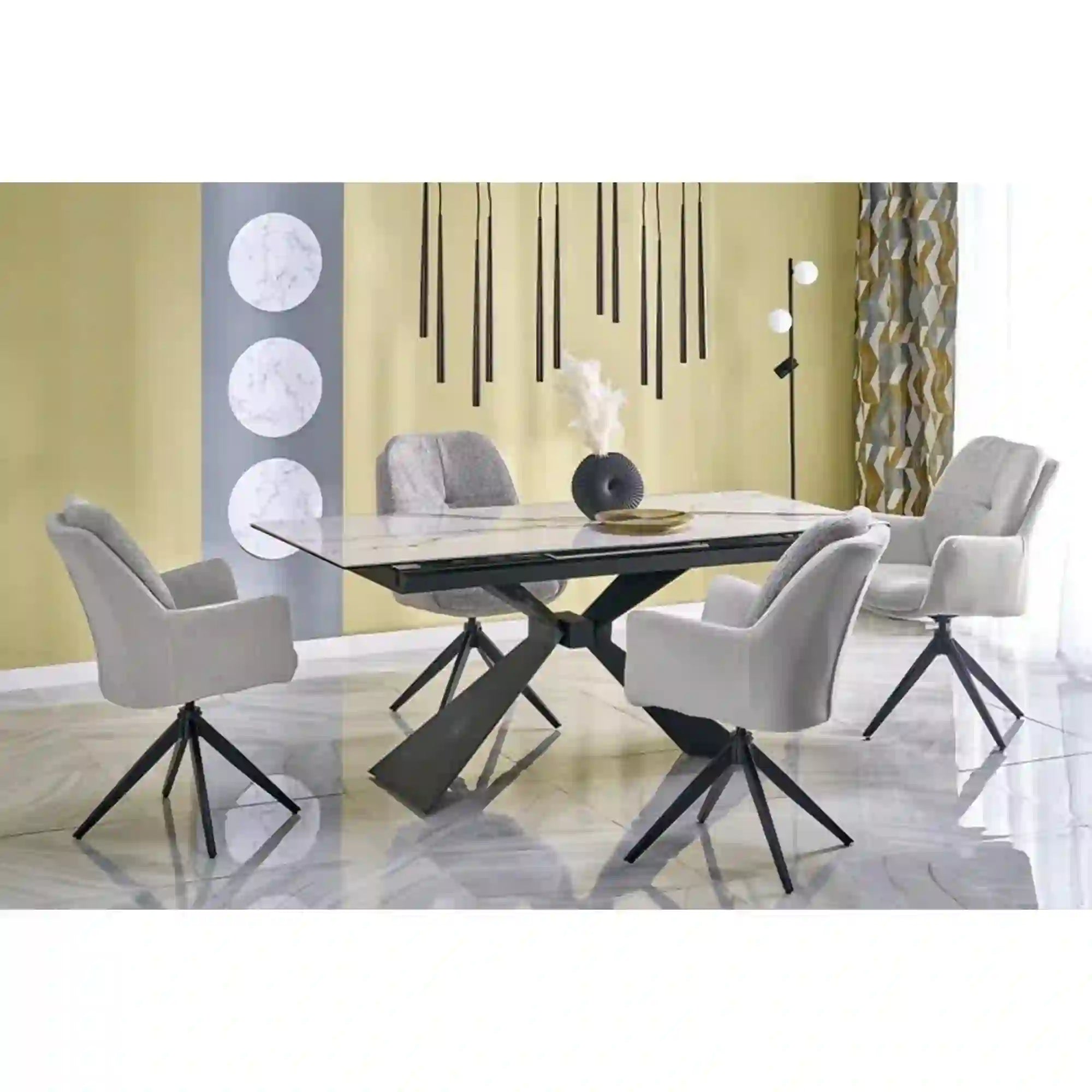 Masa extensibila HOUSTON OCN-37562, alb/negru