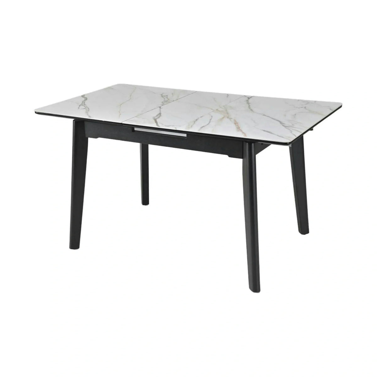Masa extensibila OSTEN, alb cu efect de marmura/negru, 140/180x80x76 cm