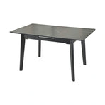 Masa extensibila OSTEN, MDF/lemn de cauciuc, negru mat cu efect de marmura/negru mat, 120-160×80×76 cm