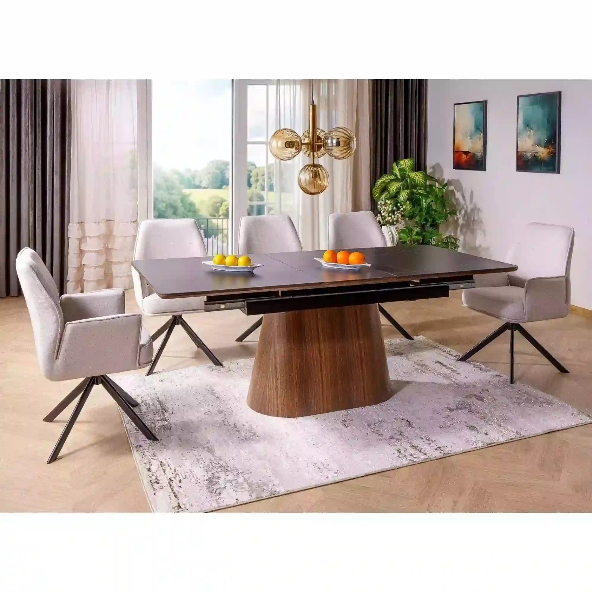 Masa extensibilaDETROIT OCN-39609, negru/nuc