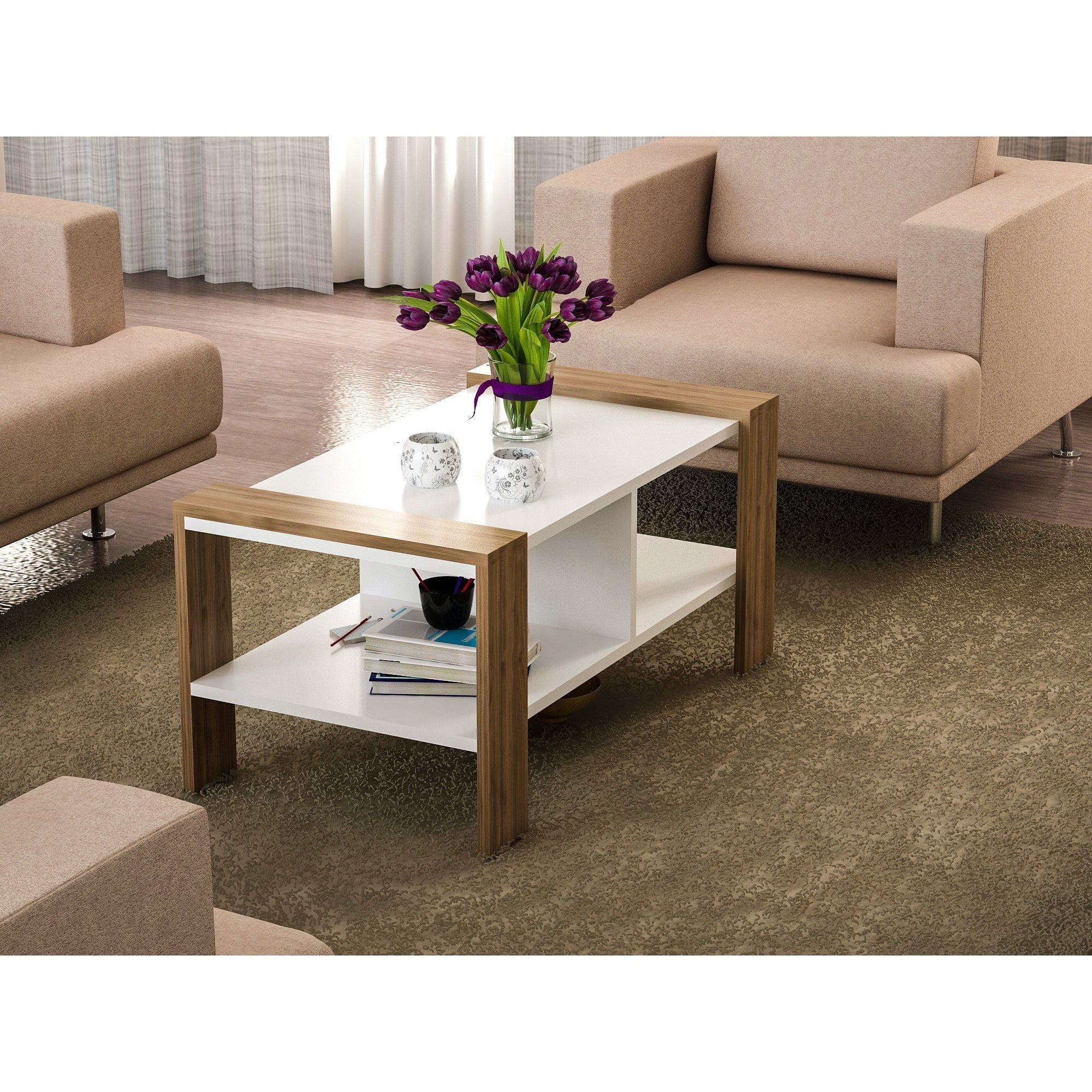 Masuta cafea AMSTERDAM OCN-31693, alb/nuc