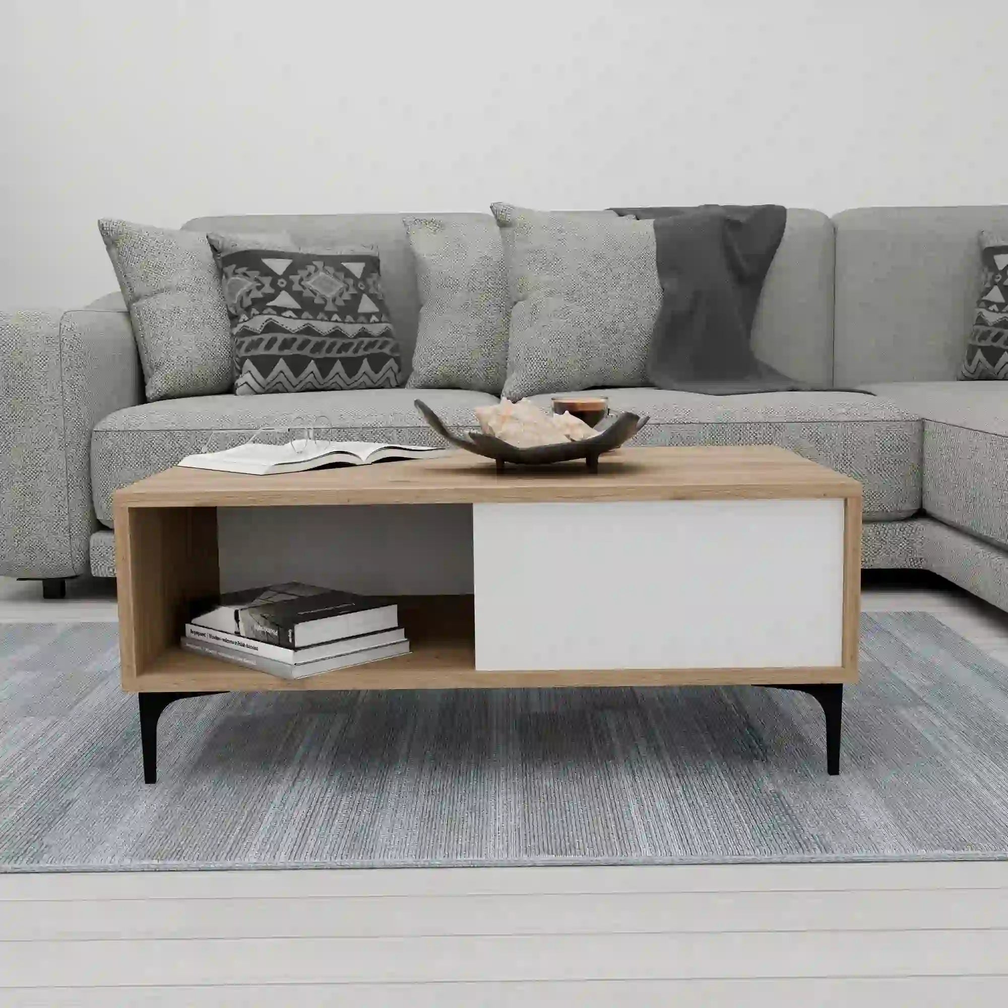 Masuta cafea AMSTERDAM OCN-31694, stejar/alb