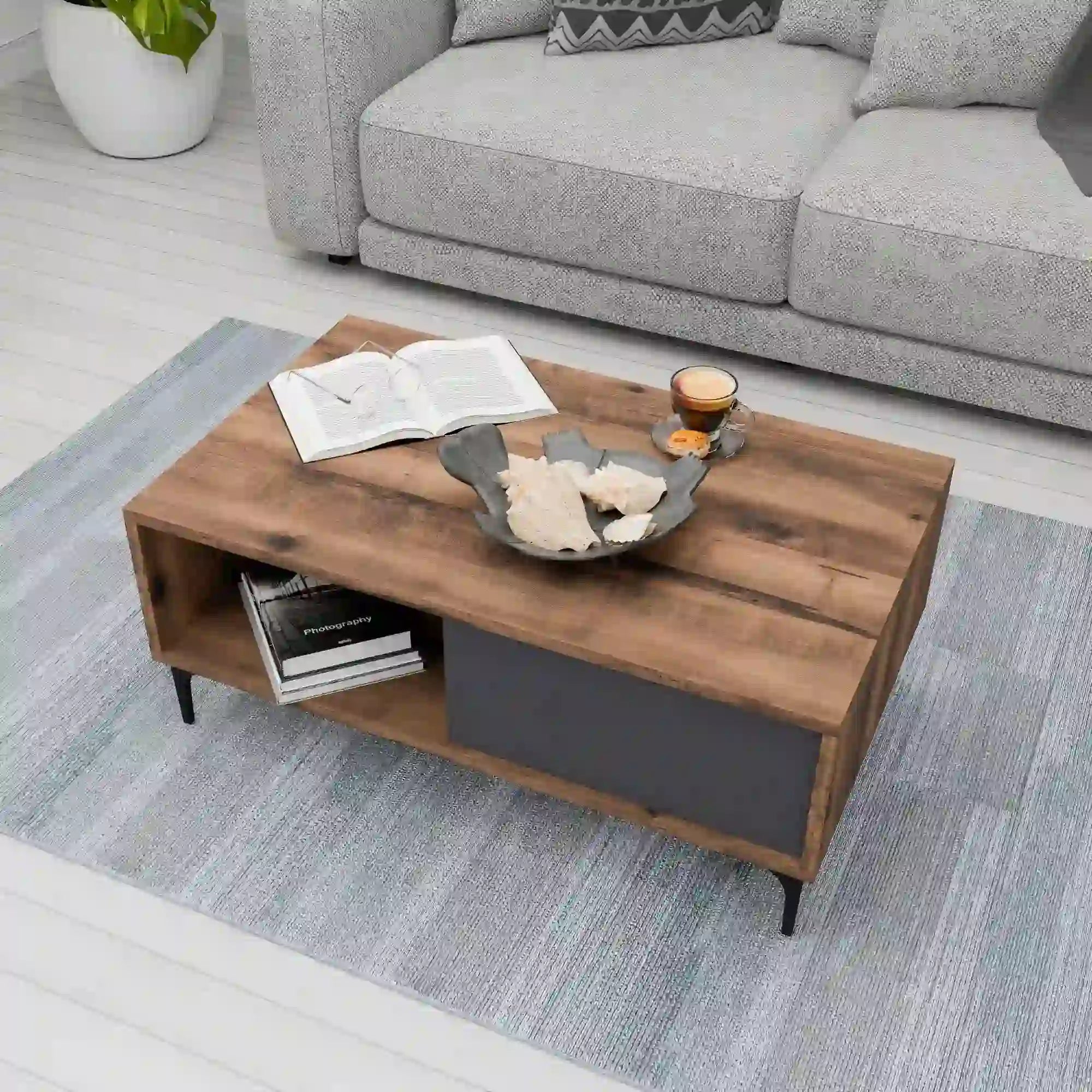 Masuta cafea AMSTERDAM OCN-31699, nuc/gri antracit