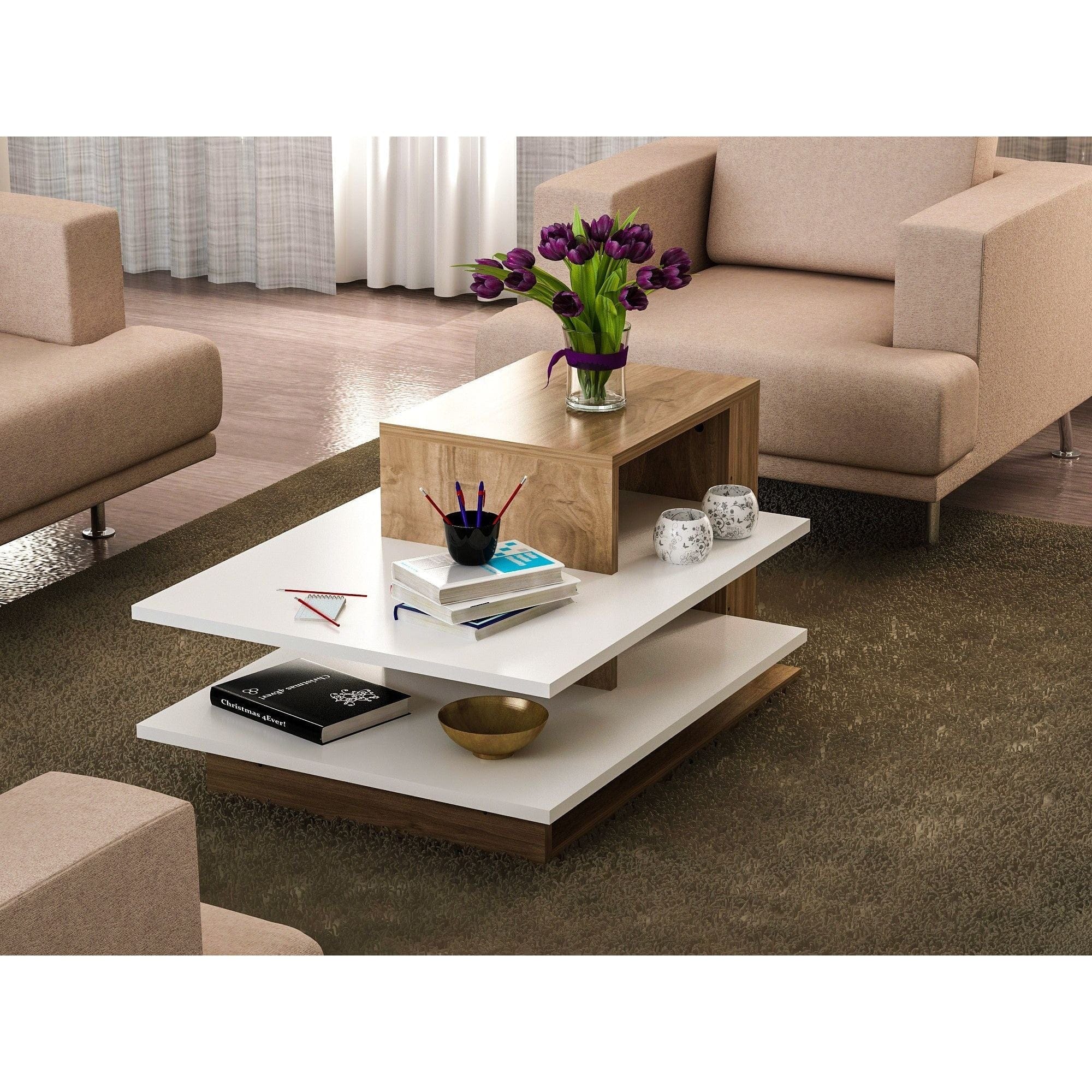 Masuta cafea AMSTERDAM OCN-31705, alb/nuc