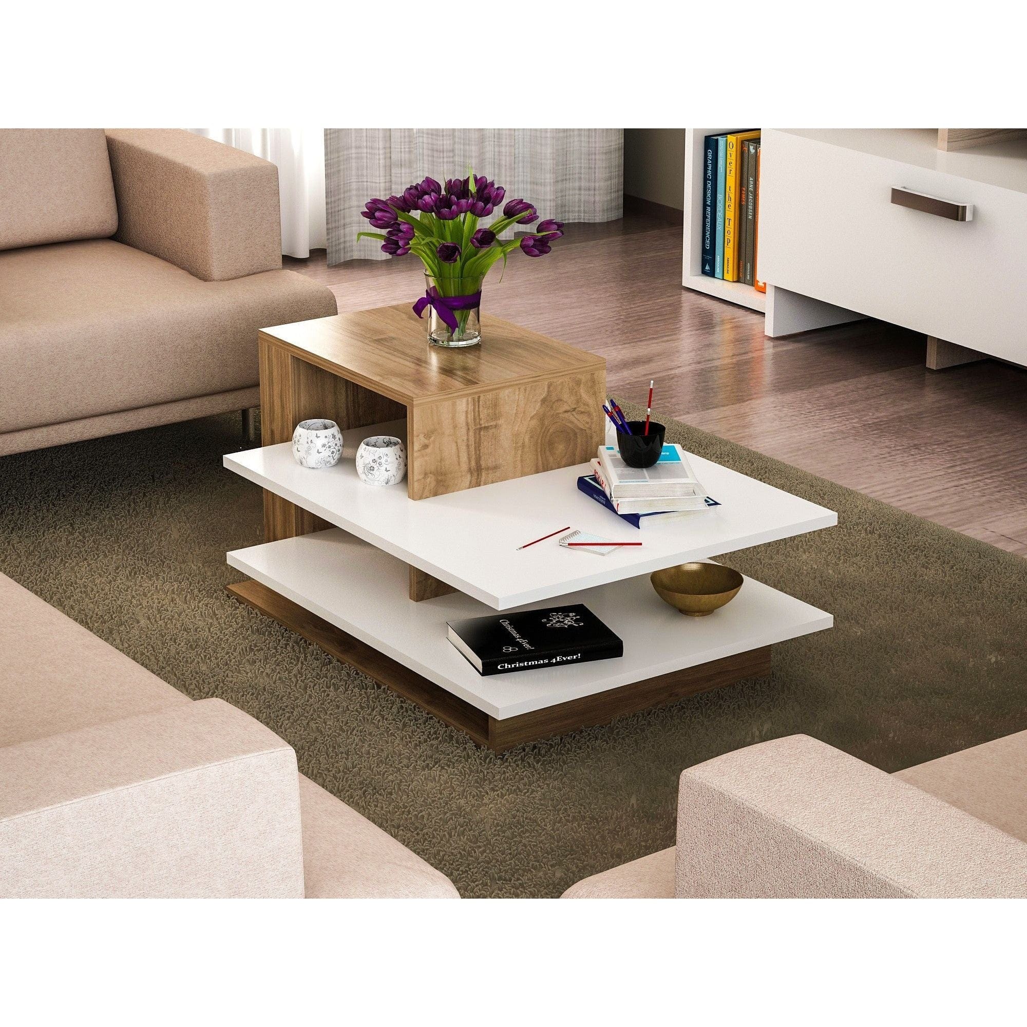 Masuta cafea AMSTERDAM OCN-31705, alb/nuc