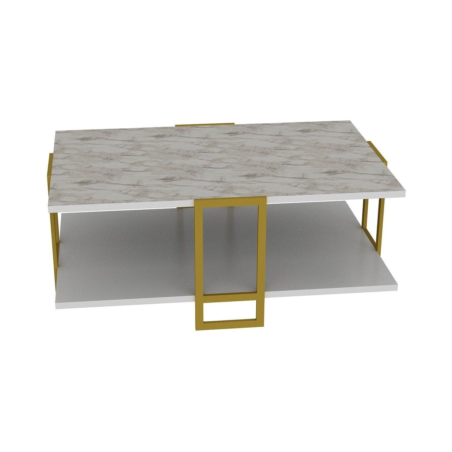 Masuta cafea AMSTERDAM OCN-31735, alb/auriu