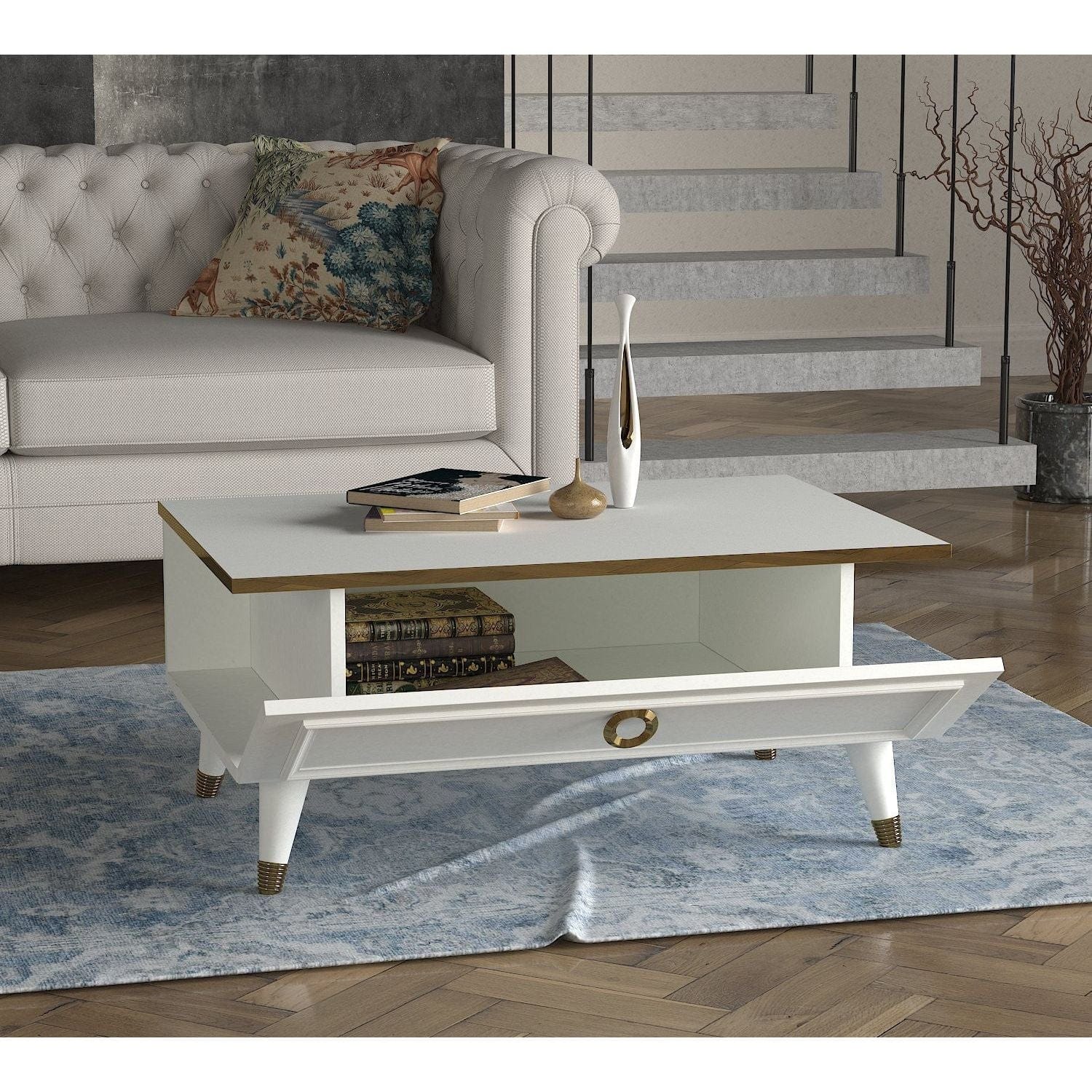 Masuta cafea AMSTERDAM OCN-31736, gri/alb