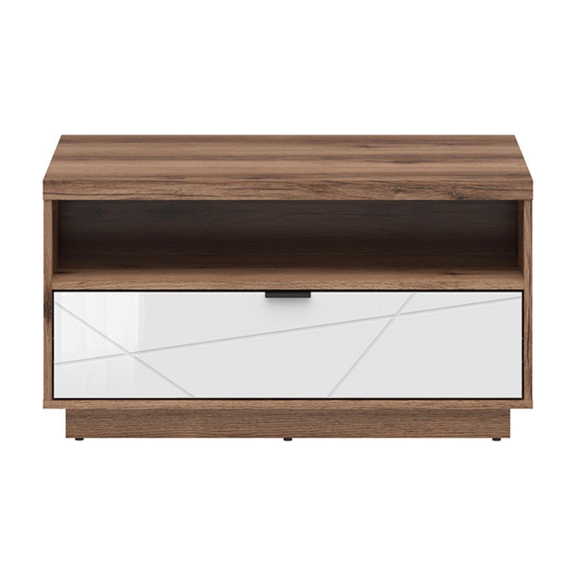 Masuta cafea BERGEN OCN-29082, nuc/alb lucios