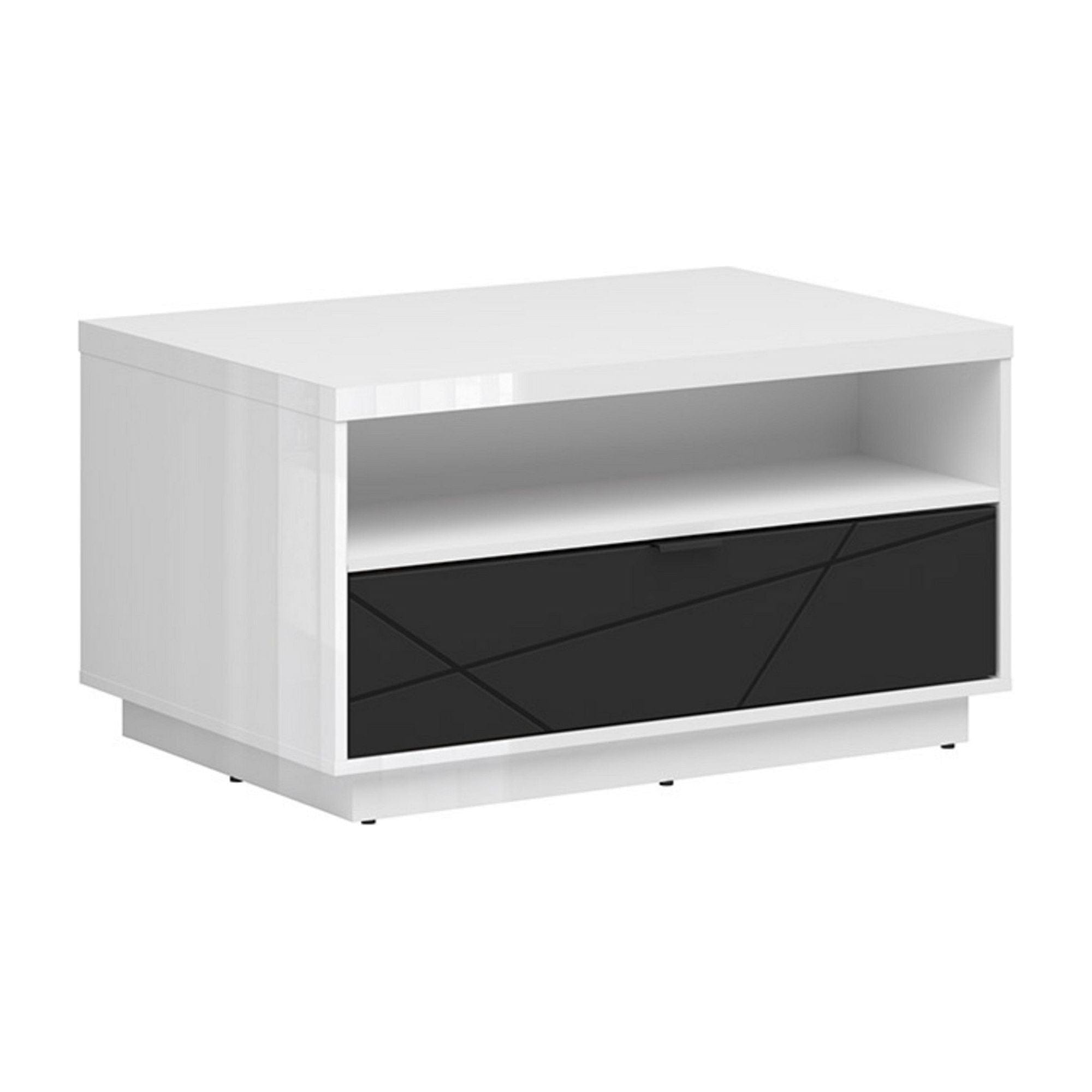 Masuta cafea BERGEN OCN-29083, alb lucios/negru mat