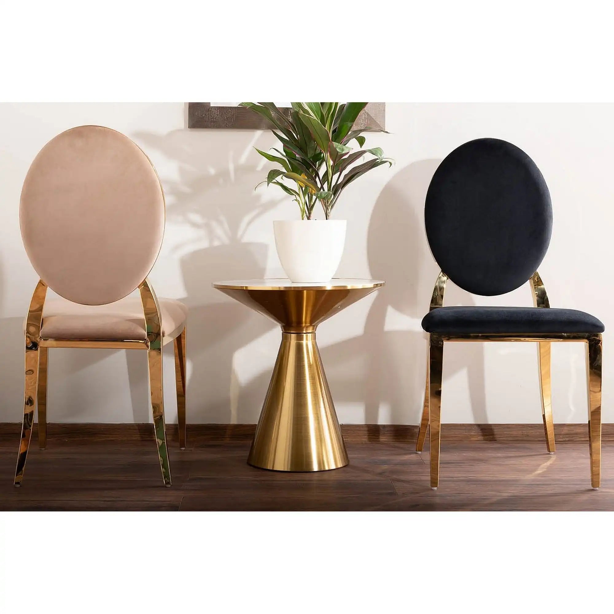 Masuta cafea DETROIT OCN-39081, alb lucios/auriu