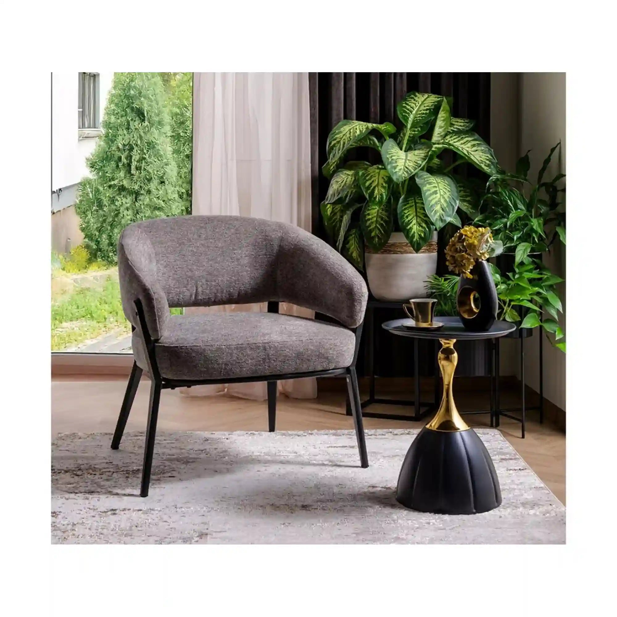 Masuta cafea DETROIT OCN-39213, negru/auriu