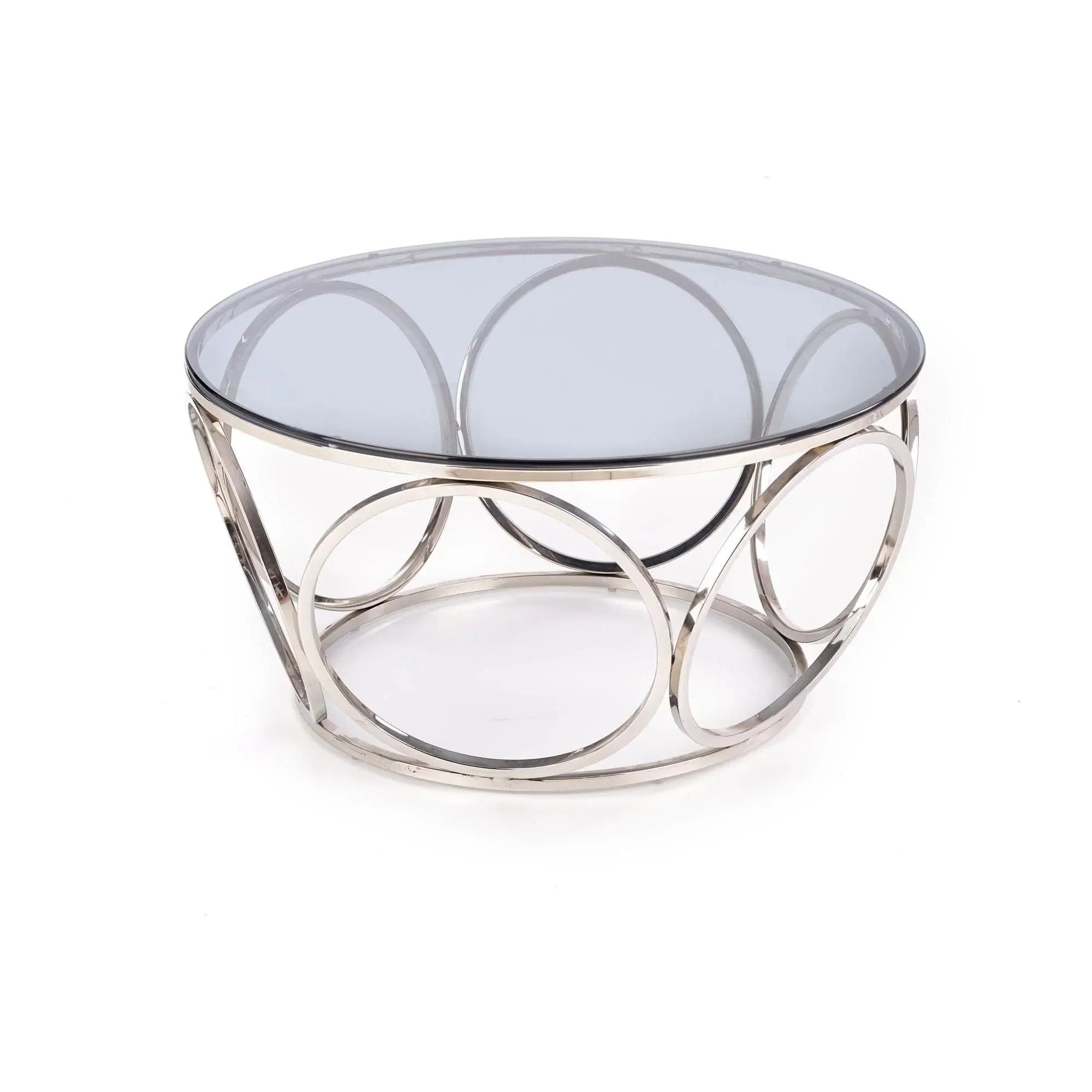 Masuta cafea HOUSTON OCN-37108, argintiu/transparent