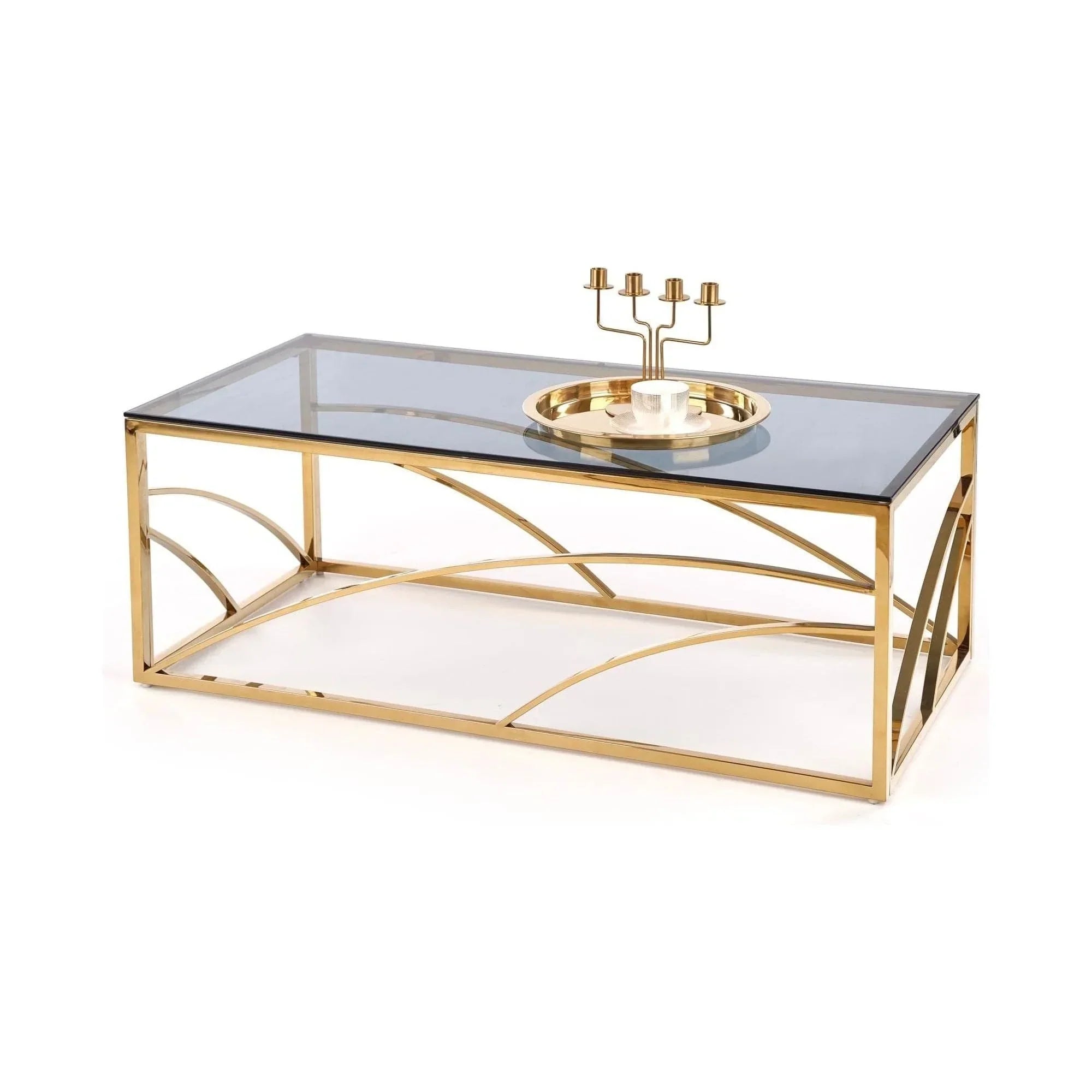 Masuta cafea HOUSTON OCN-37109, transparent/auriu