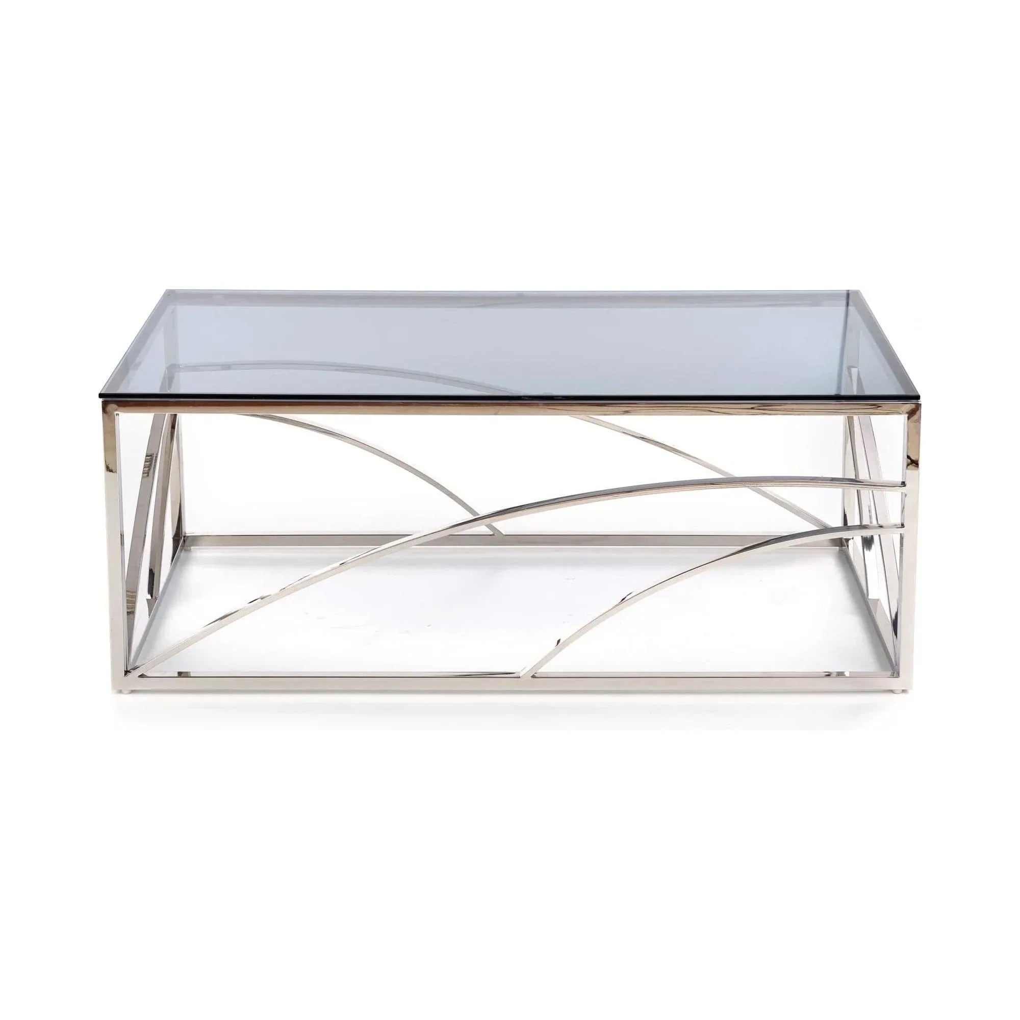 Masuta cafea HOUSTON OCN-37110, transparent/argintiu