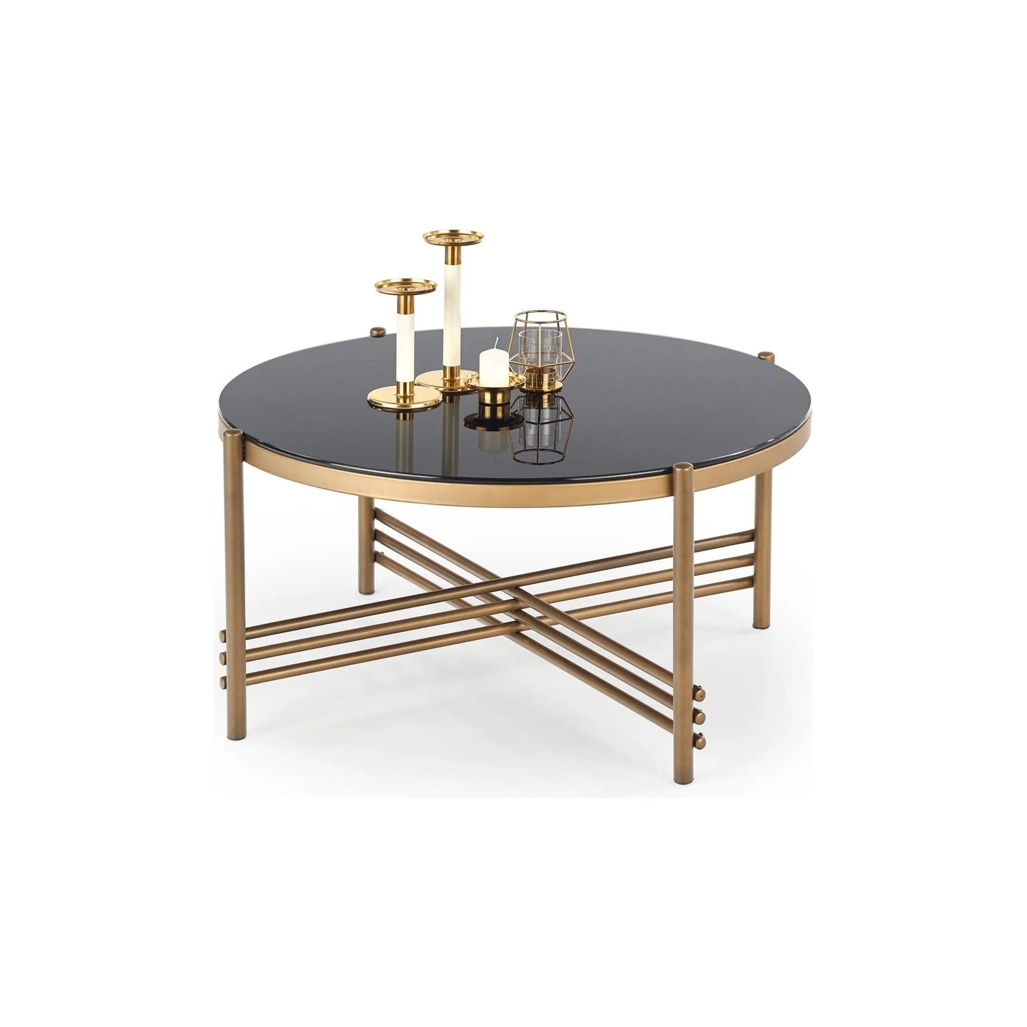 Masuta cafea HOUSTON OCN-37125, negru/auriu