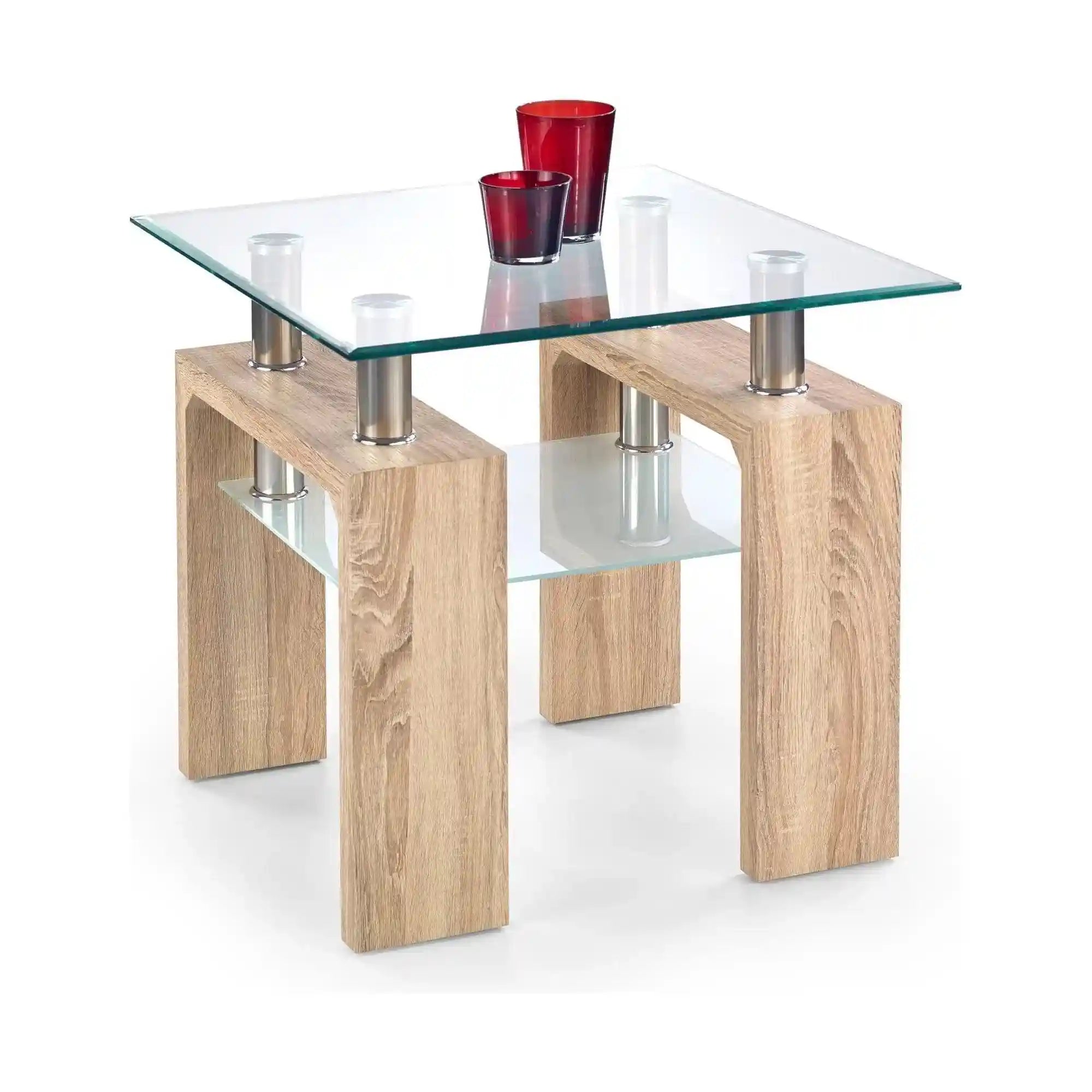 Masuta cafea HOUSTON OCN-37138, transparent/stejar sonoma