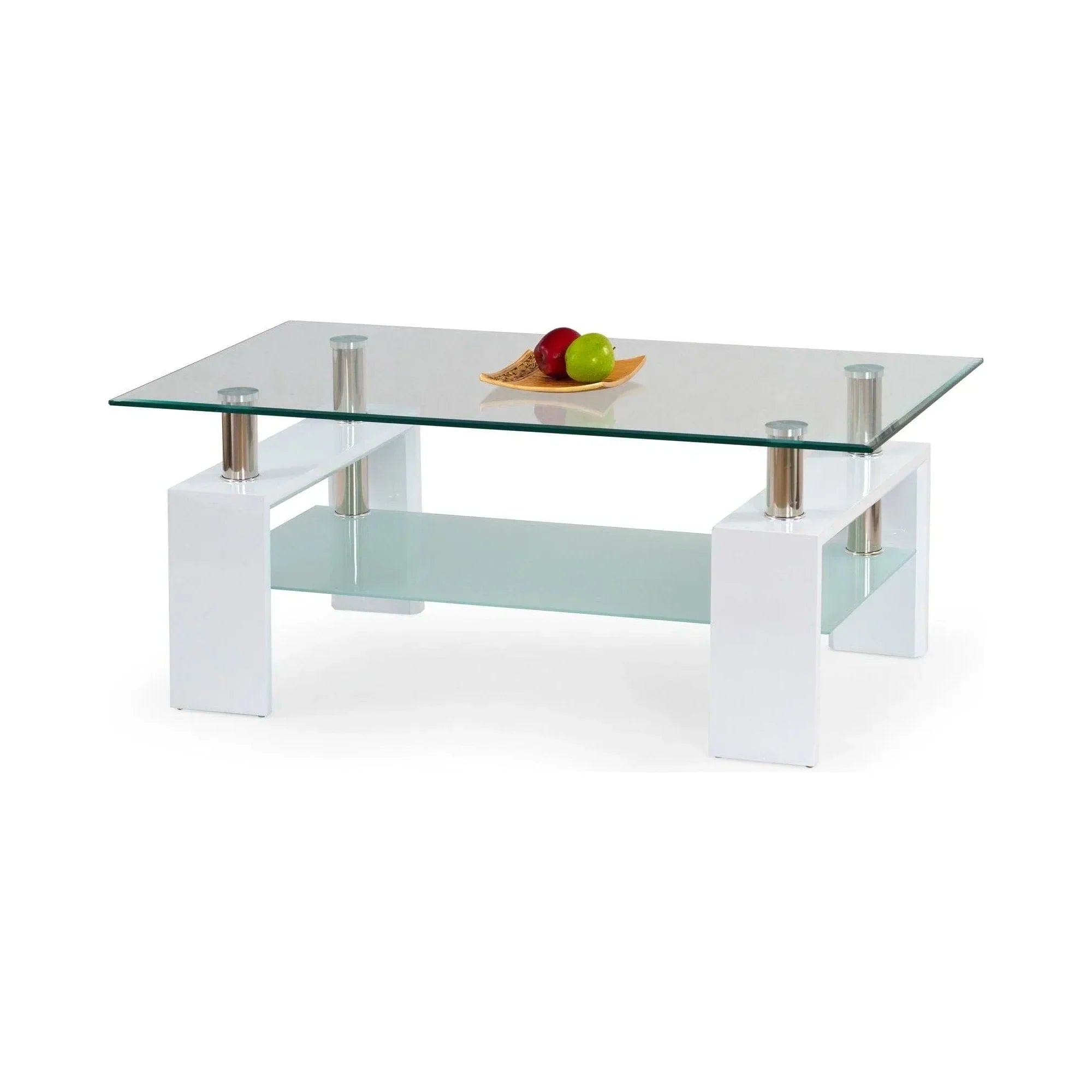 Masuta cafea HOUSTON OCN-37143, transparent/alb